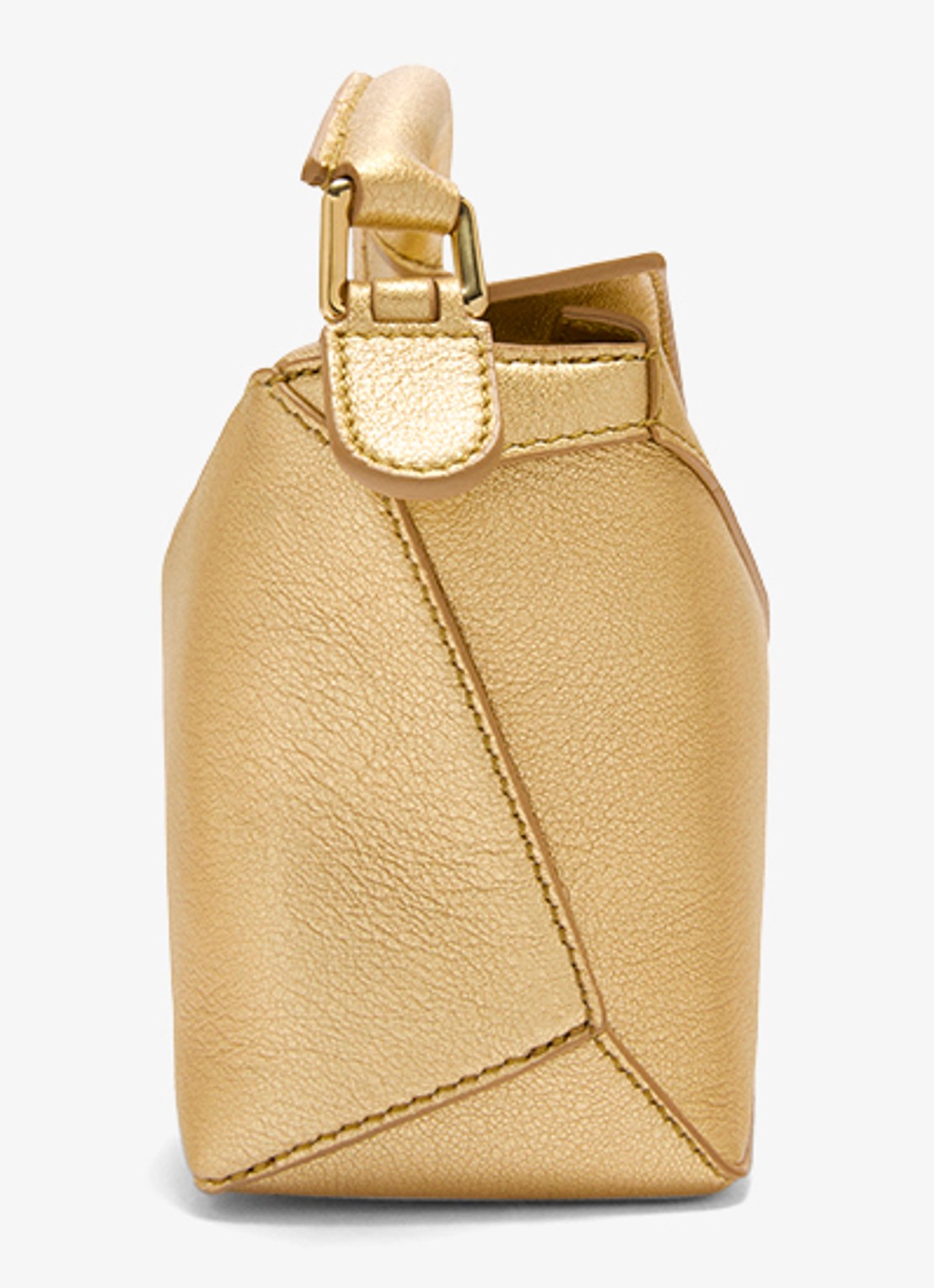 LOEWE Puzzle Edge Mini handtas van lamsleer met metallic finish - detail 2 goud
