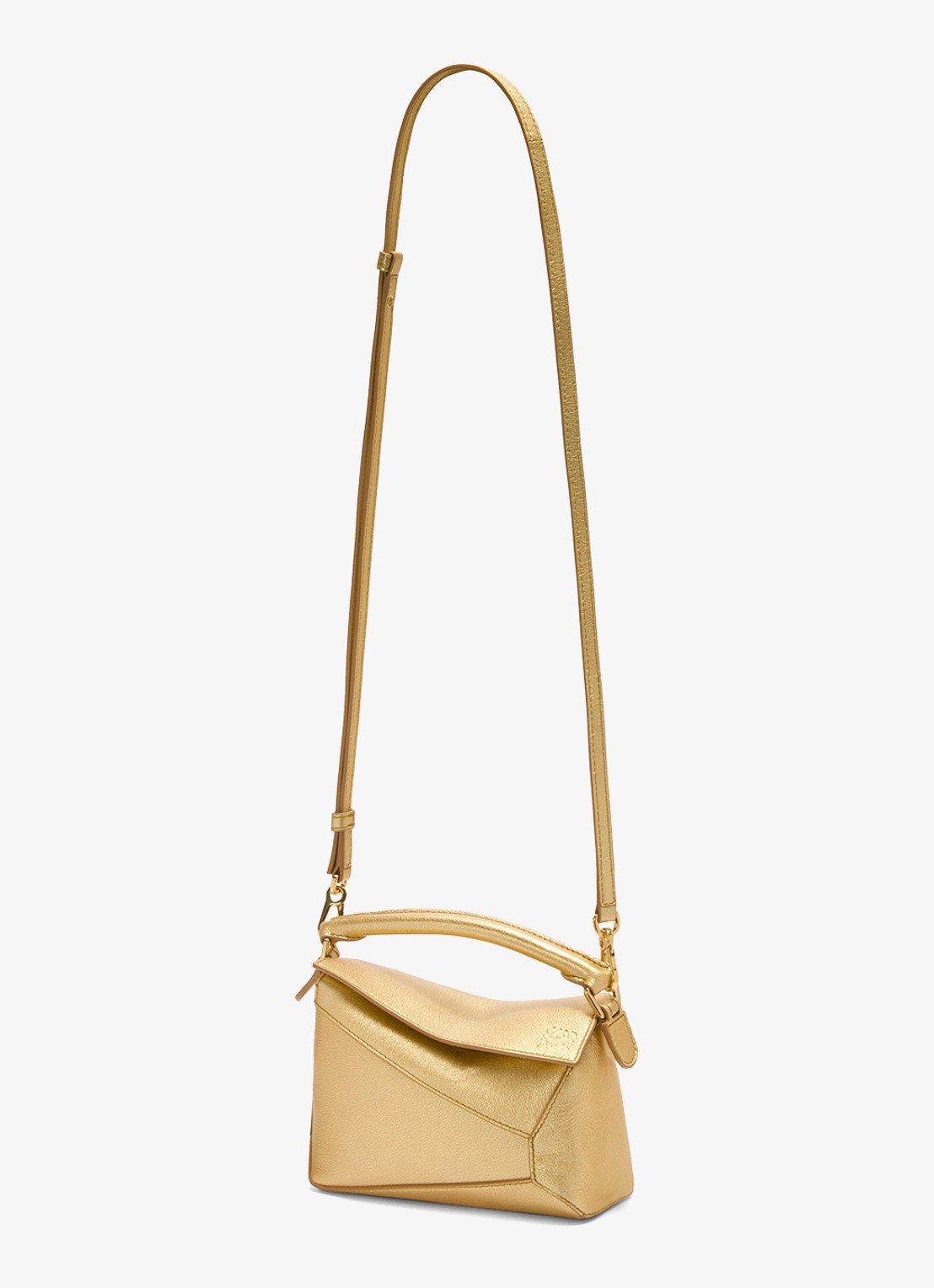 LOEWE Puzzle Edge Mini handtas van lamsleer met metallic finish - detail 3 goud