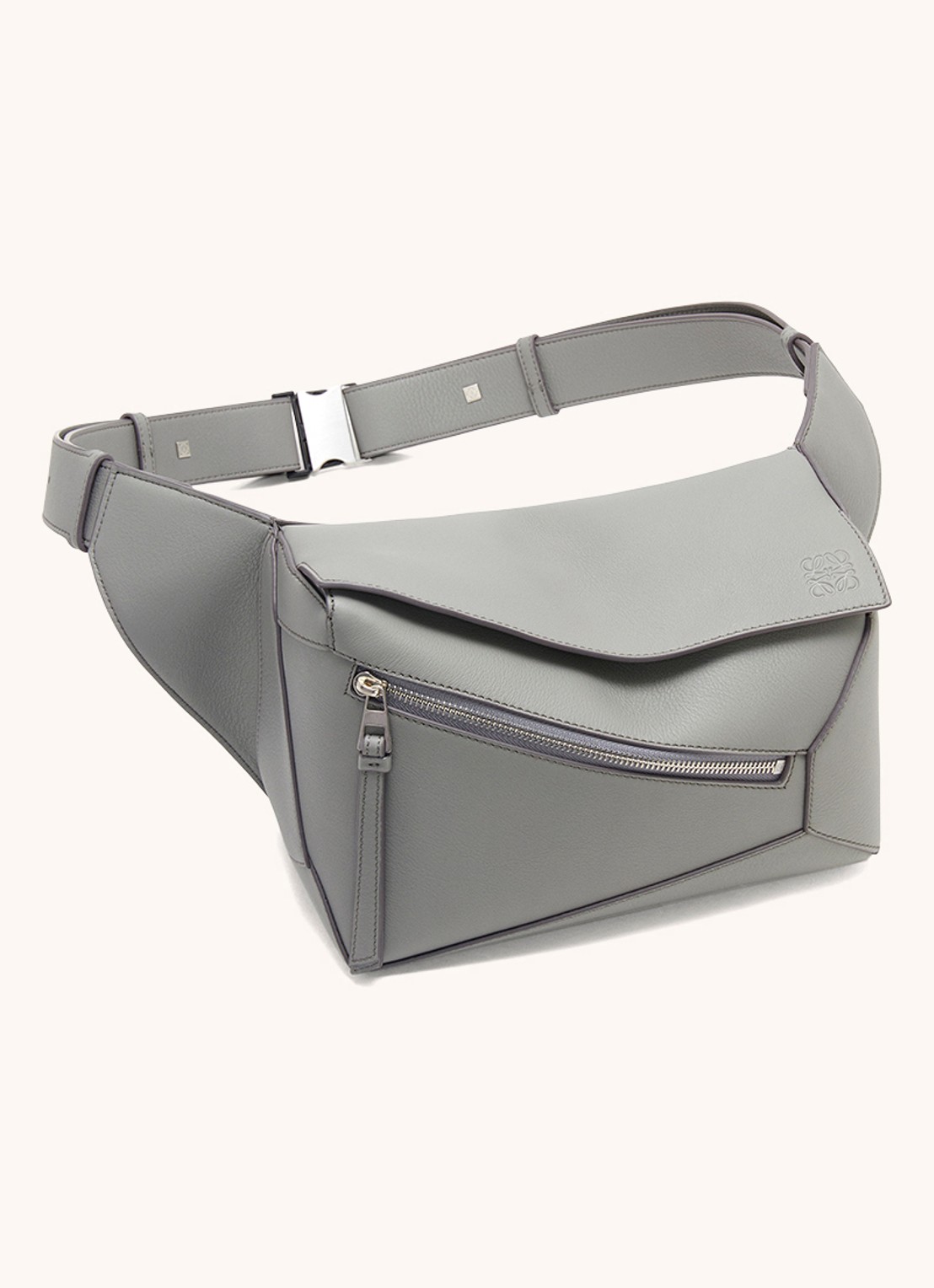 LOEWE Puzzle Edge Small crossbodytas van kalfsleer - detail 3 middengrijs