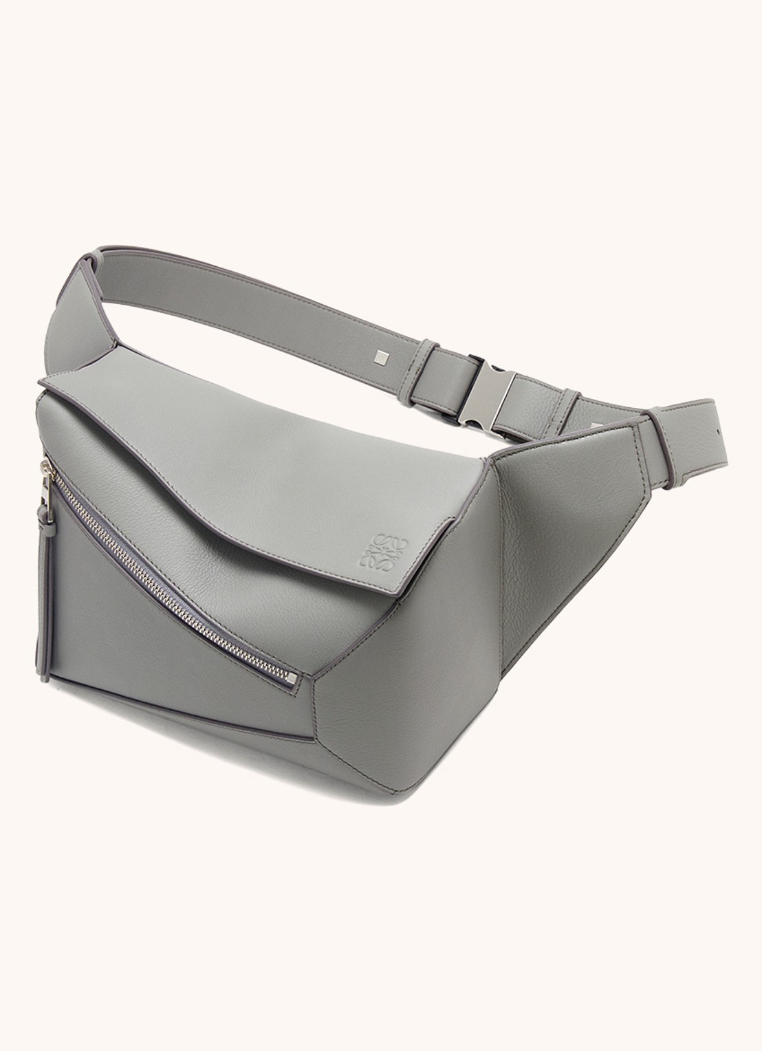 LOEWE Puzzle Edge Small crossbodytas van kalfsleer - voorkant 6 middengrijs