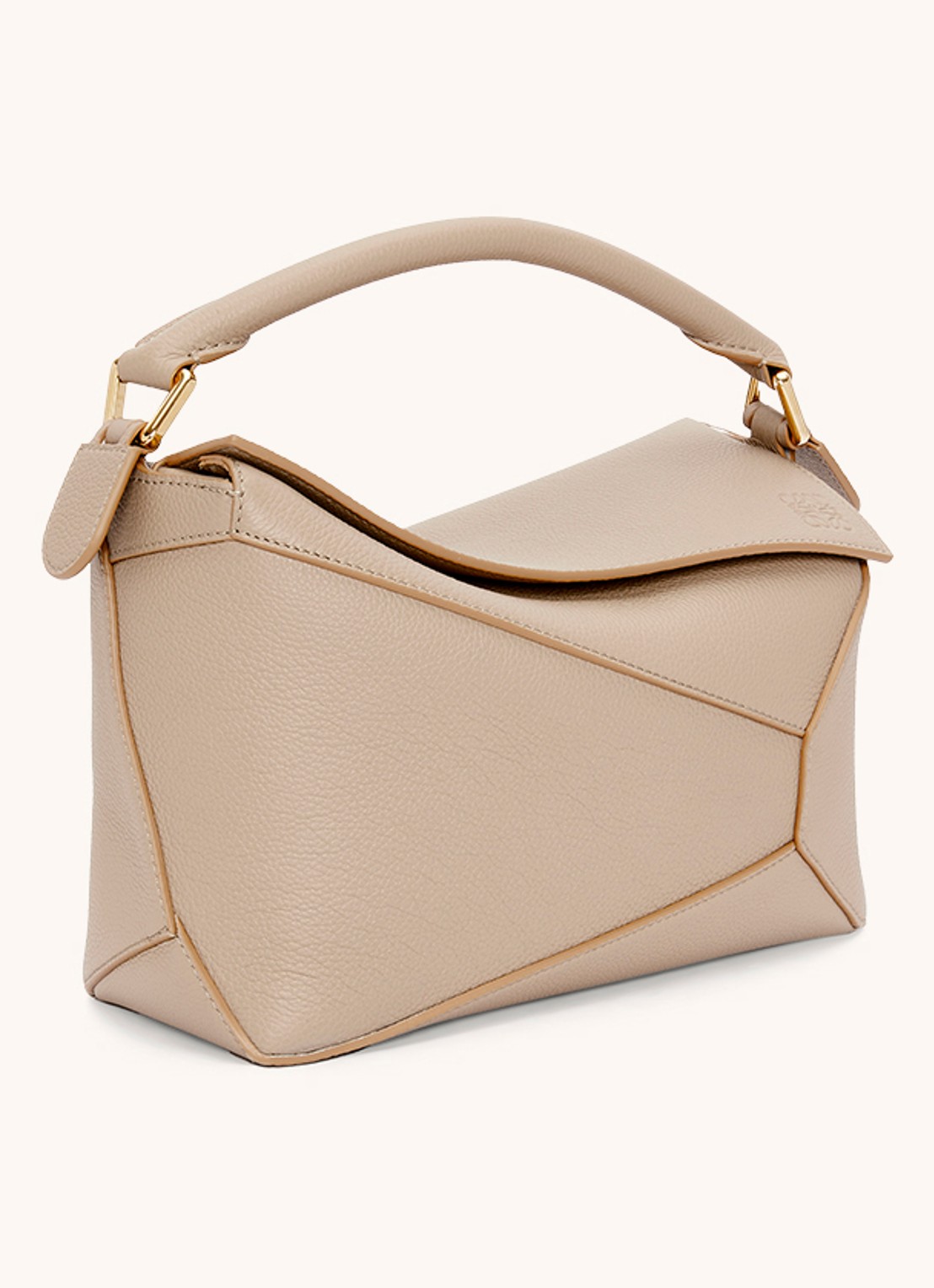 LOEWE Puzzle Edge Small handtas van kalfsleer - achterkant 6 zand