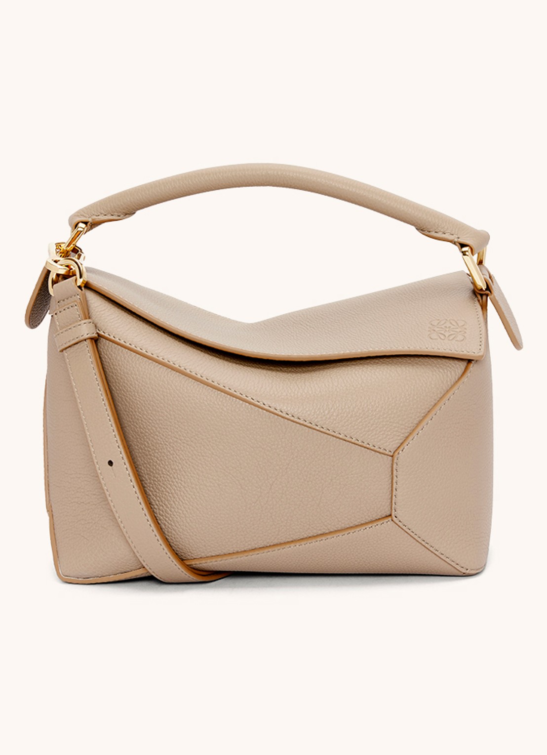 LOEWE Puzzle Edge Small handtas van kalfsleer - voorkant 7 zand