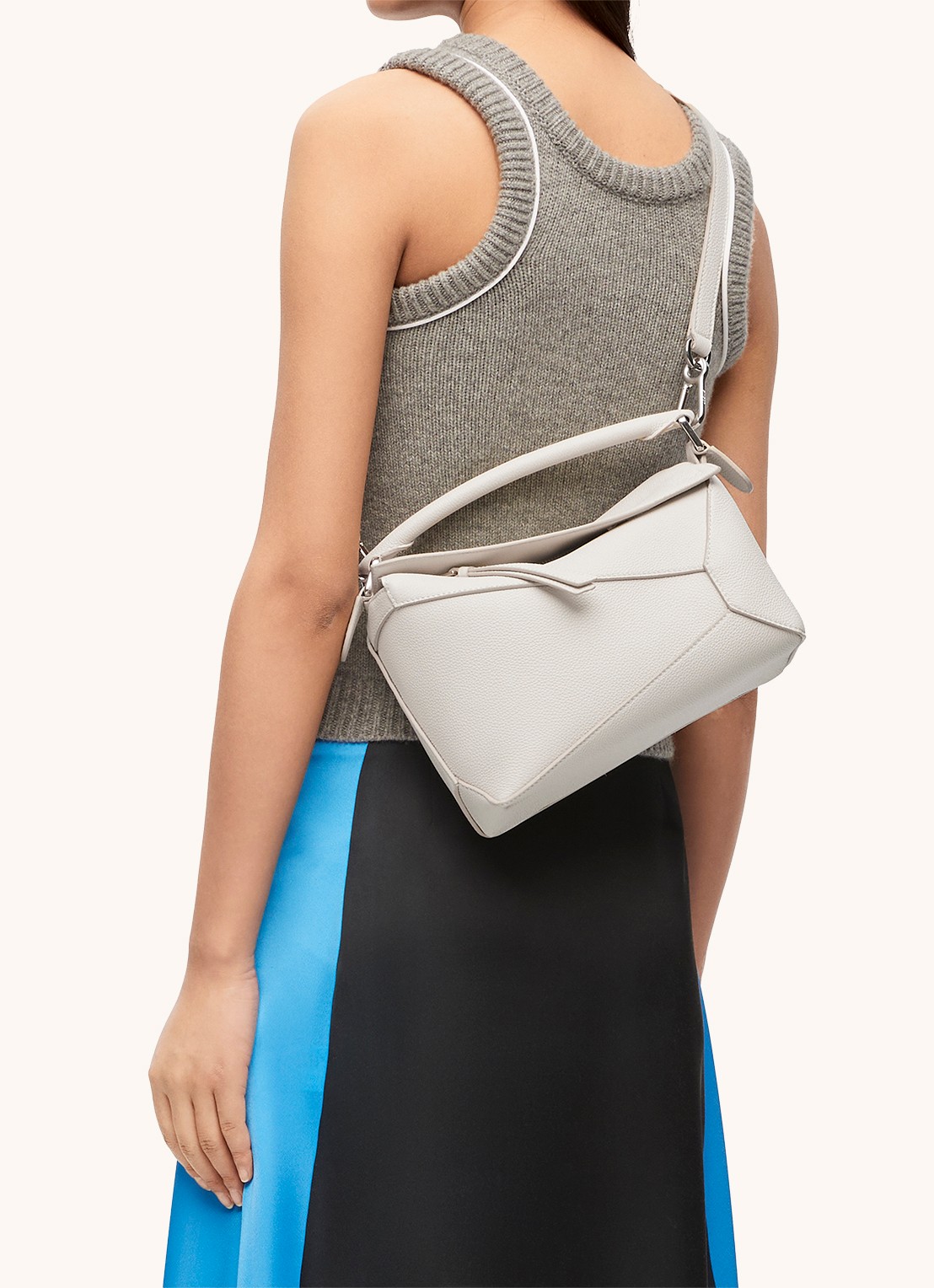 LOEWE Puzzle Edge Small handtas van kalfsleer - detail 7 wit