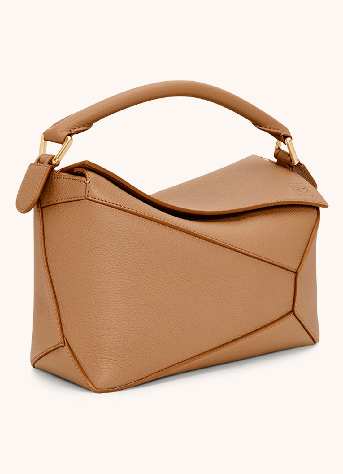 LOEWE Puzzle Edge Small handtas van kalfsleer - achterkant 3 lichtbruin