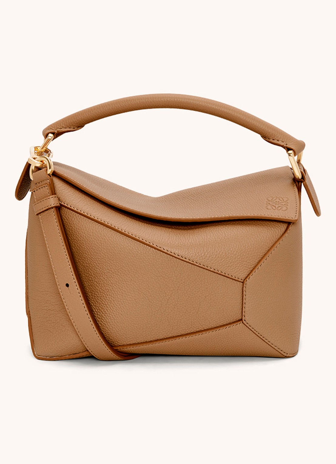 LOEWE Puzzle Edge Small handtas van kalfsleer - voorkant lichtbruin
