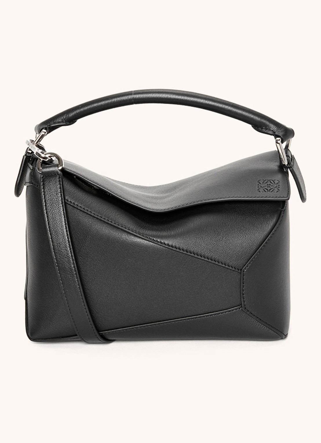 LOEWE Puzzle Edge Small handtas van kalfsleer - voorkant 7 zwart