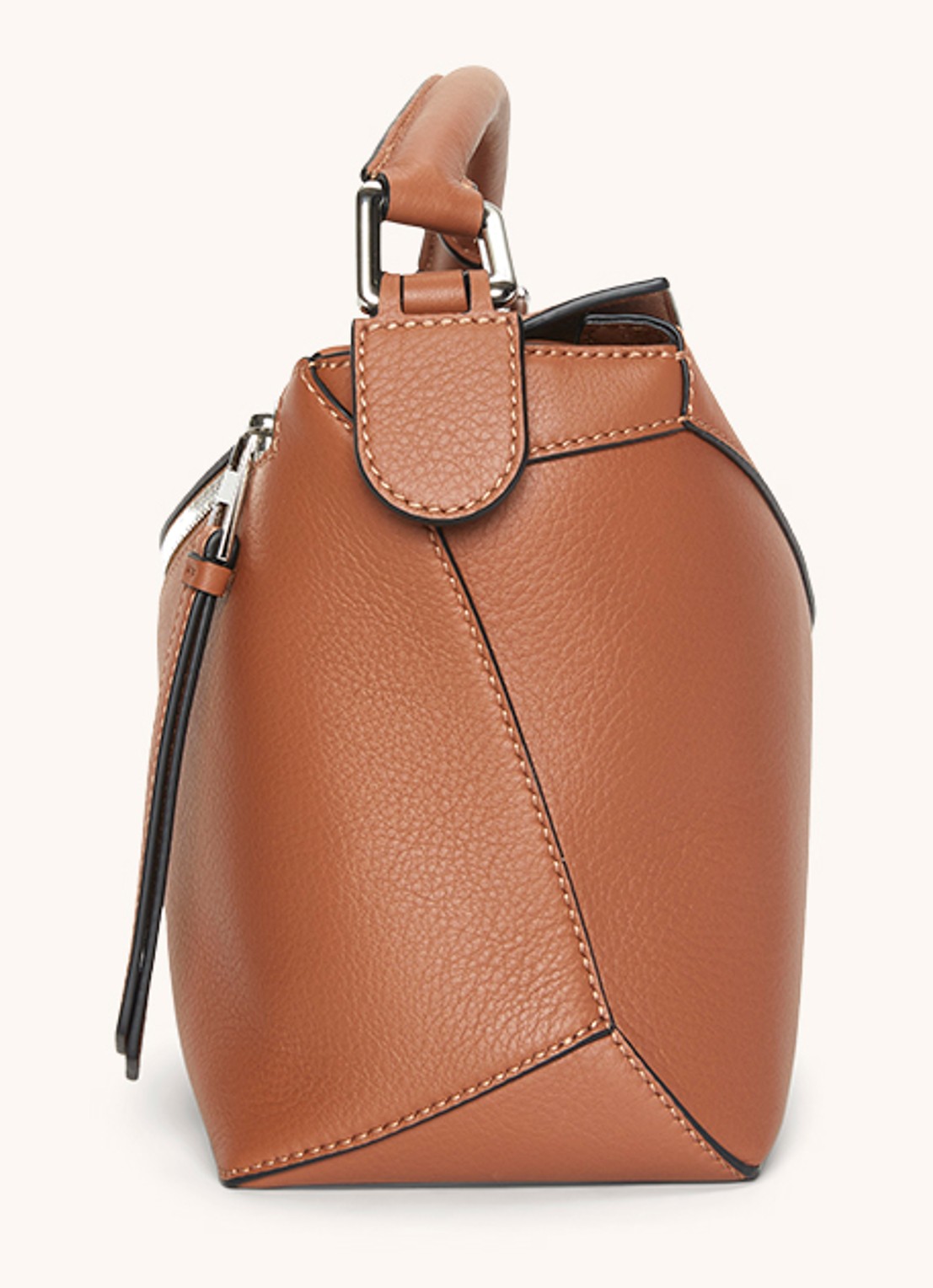 LOEWE Puzzle Edge Small handtas van kalfsleer - achterkant 6 lichtbruin