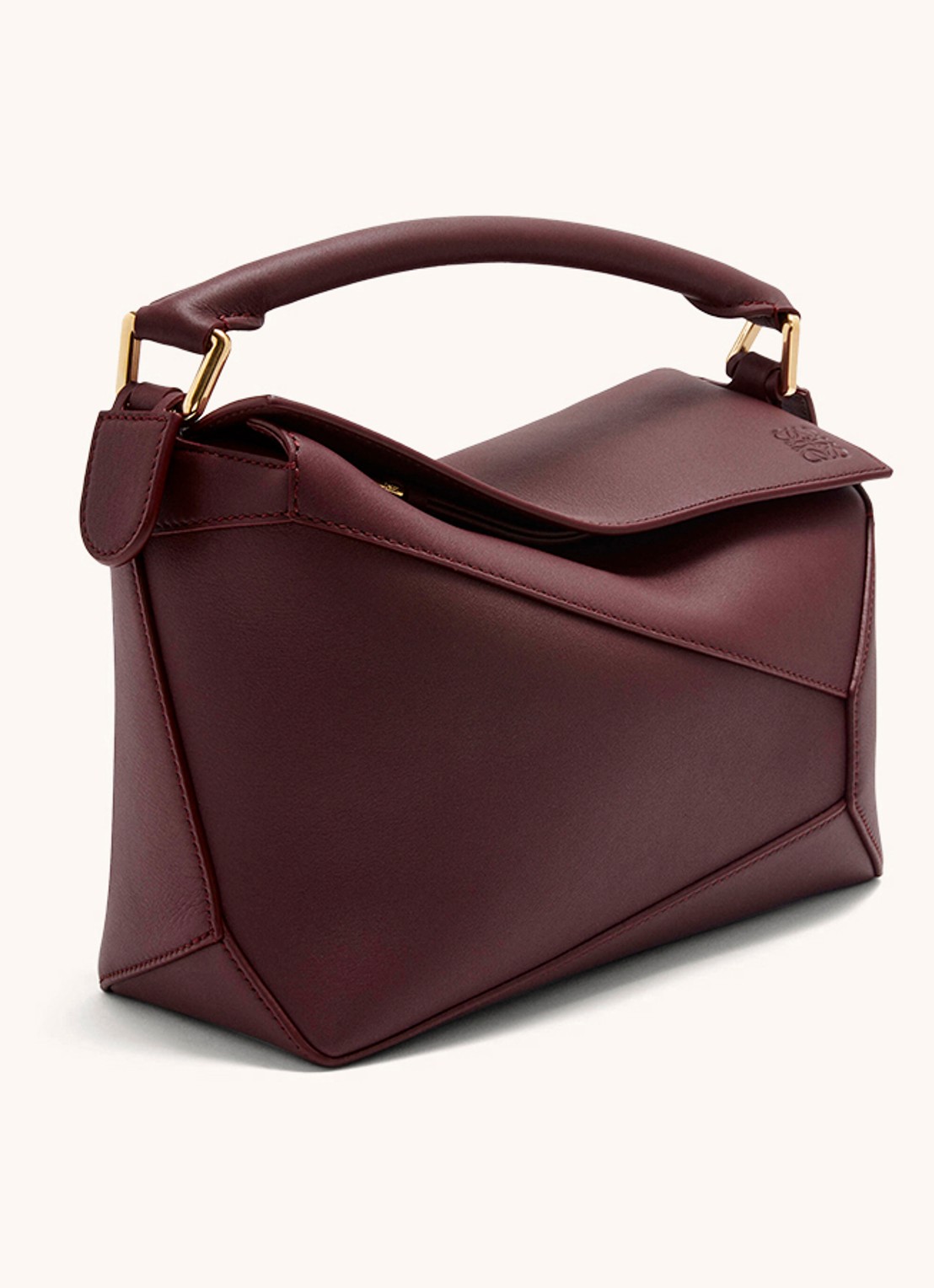 LOEWE Puzzle Edge Small handtas van kalfsleer - achterkant 8 bordeauxrood