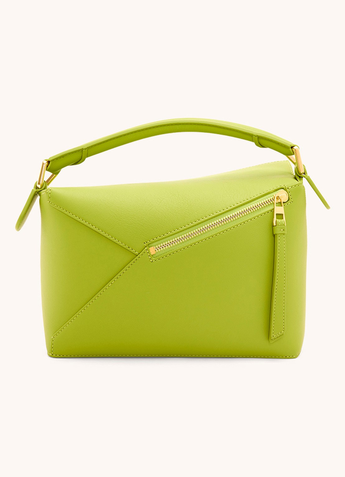 LOEWE Puzzle Edge Small handtas van kalfsleer - achterkant lime