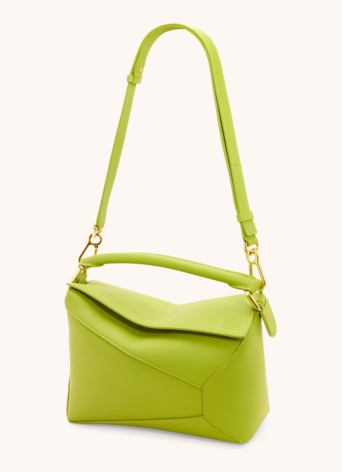 LOEWE Puzzle Edge Small handtas van kalfsleer - detail 5 lime