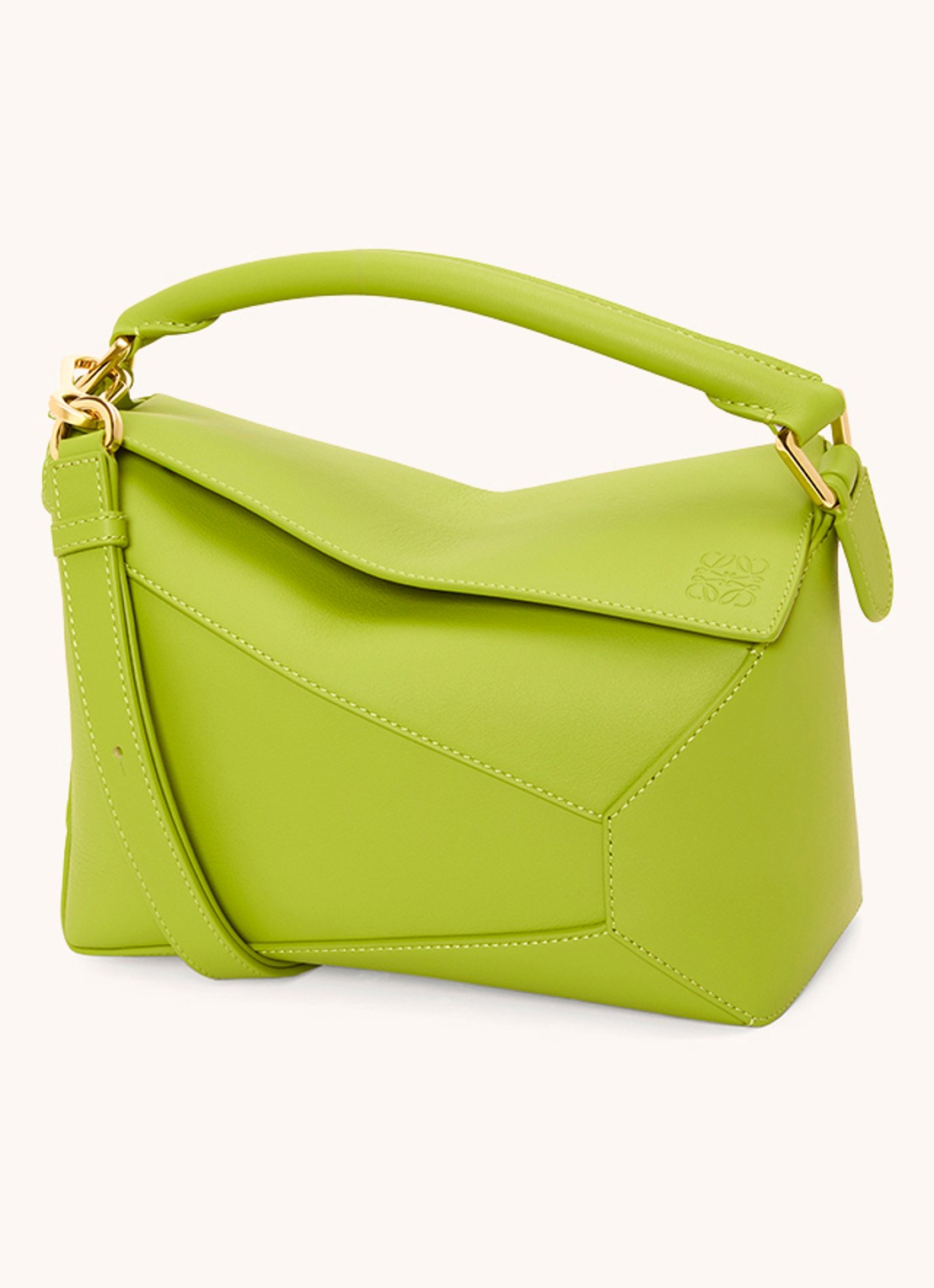 LOEWE Puzzle Edge Small handtas van kalfsleer - voorkant 2 lime