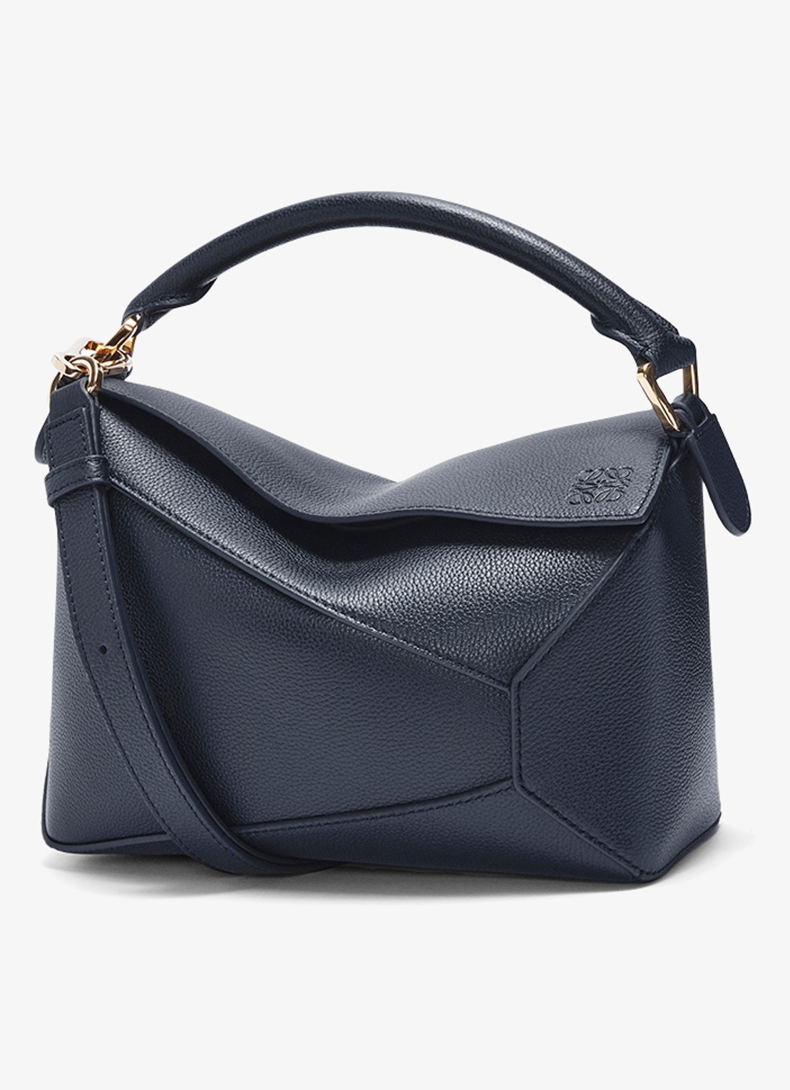 LOEWE Puzzle Edge Small handtas van kalfsleer - voorkant 7 donkerblauw