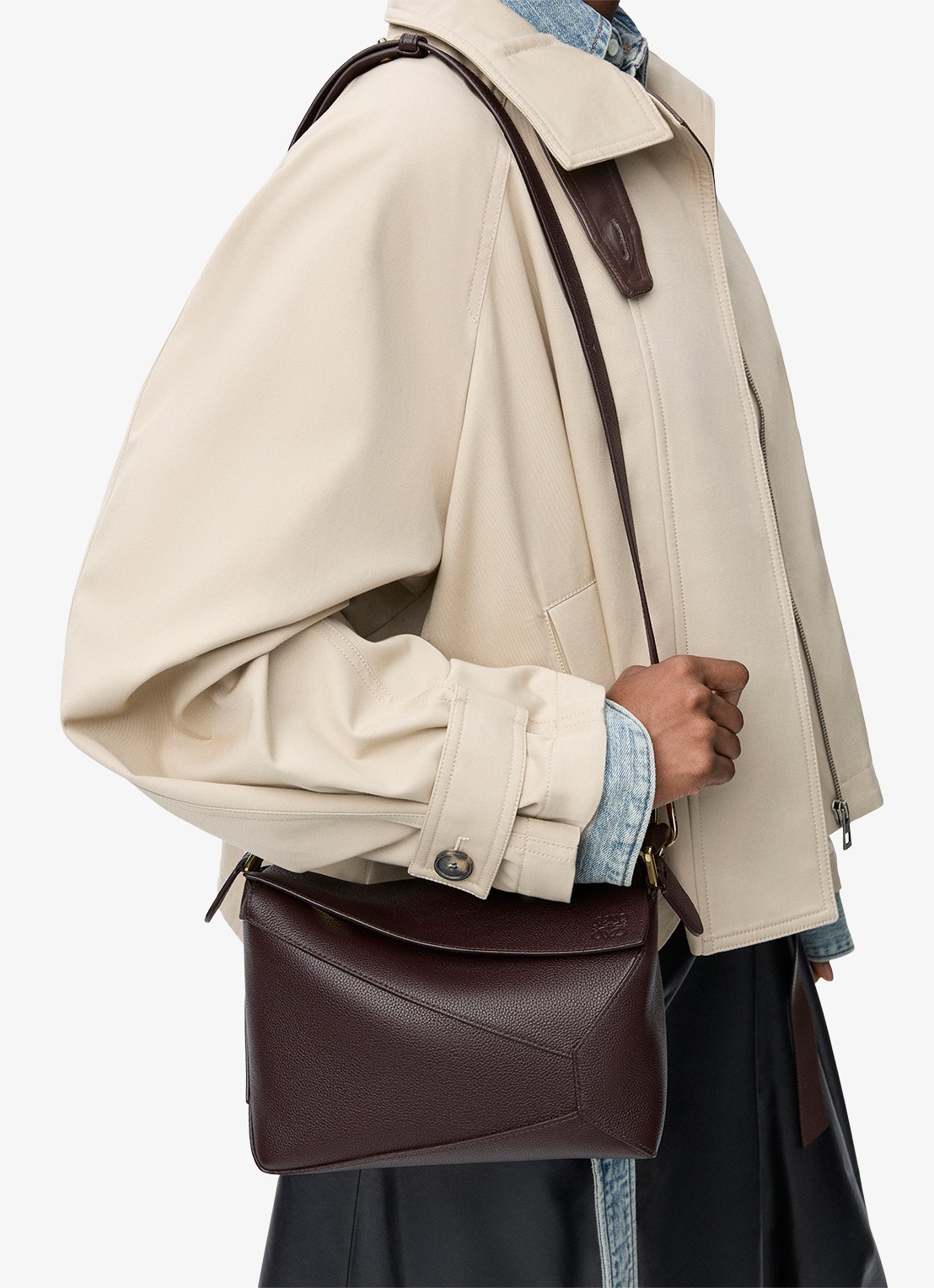 LOEWE Puzzle Edge Small handtas van kalfsleer - detail 8 donkerbruin