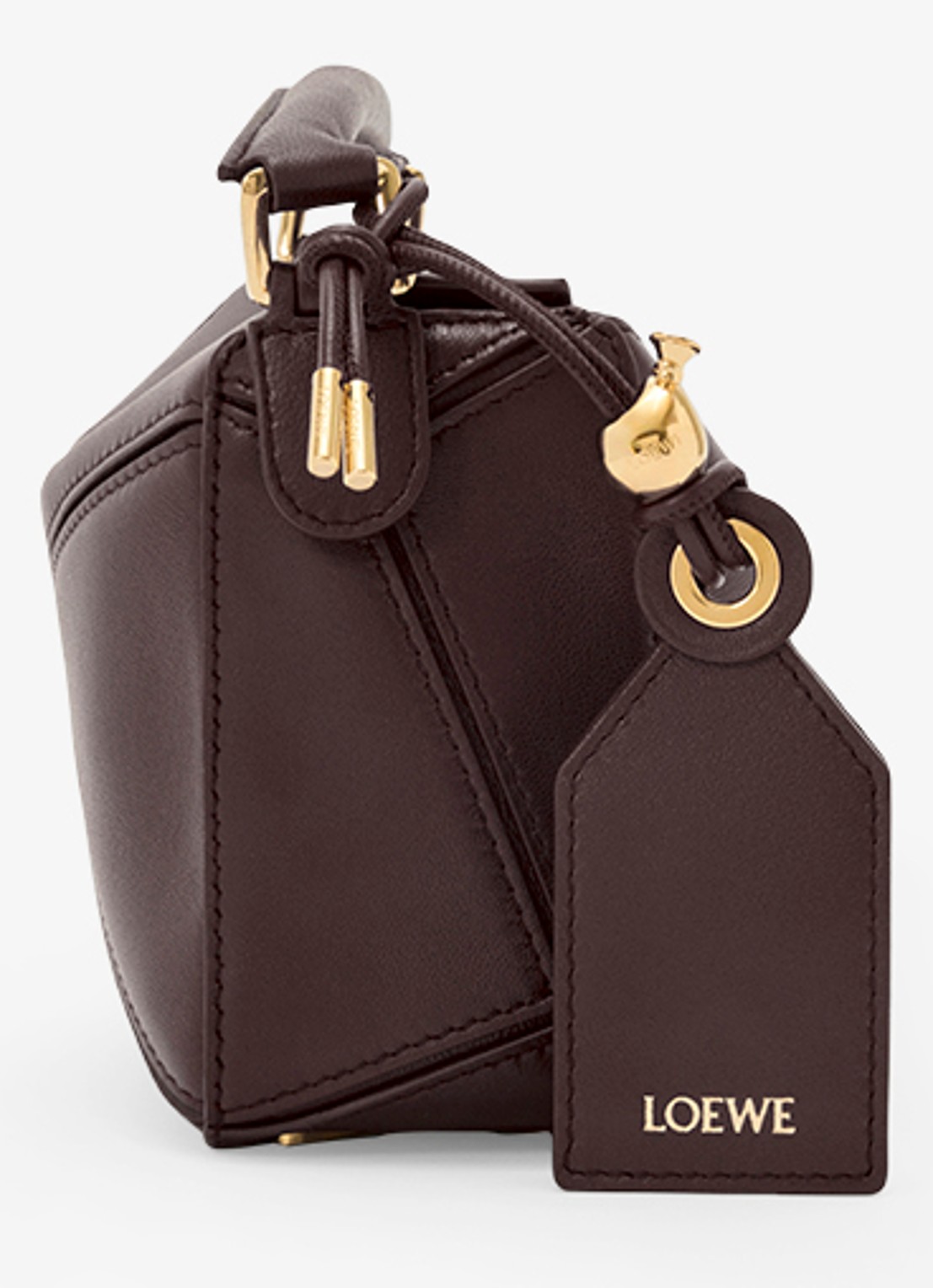 LOEWE Puzzle Featherlight Mini handtas van kalfsleer - detail 2 donkerbruin