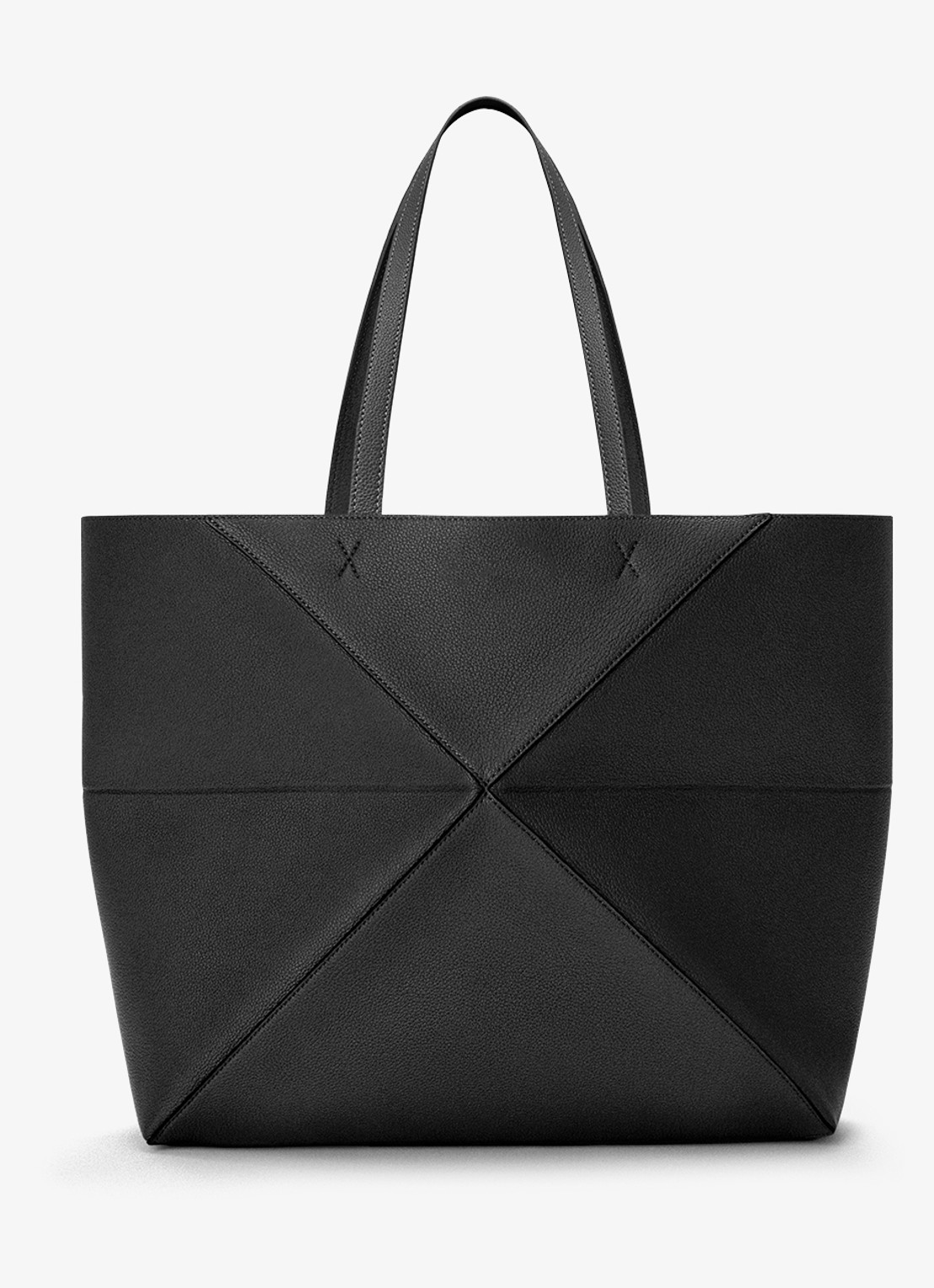 LOEWE Puzzle Fold Horizontal Large shopper van kalfsleer - achterkant zwart