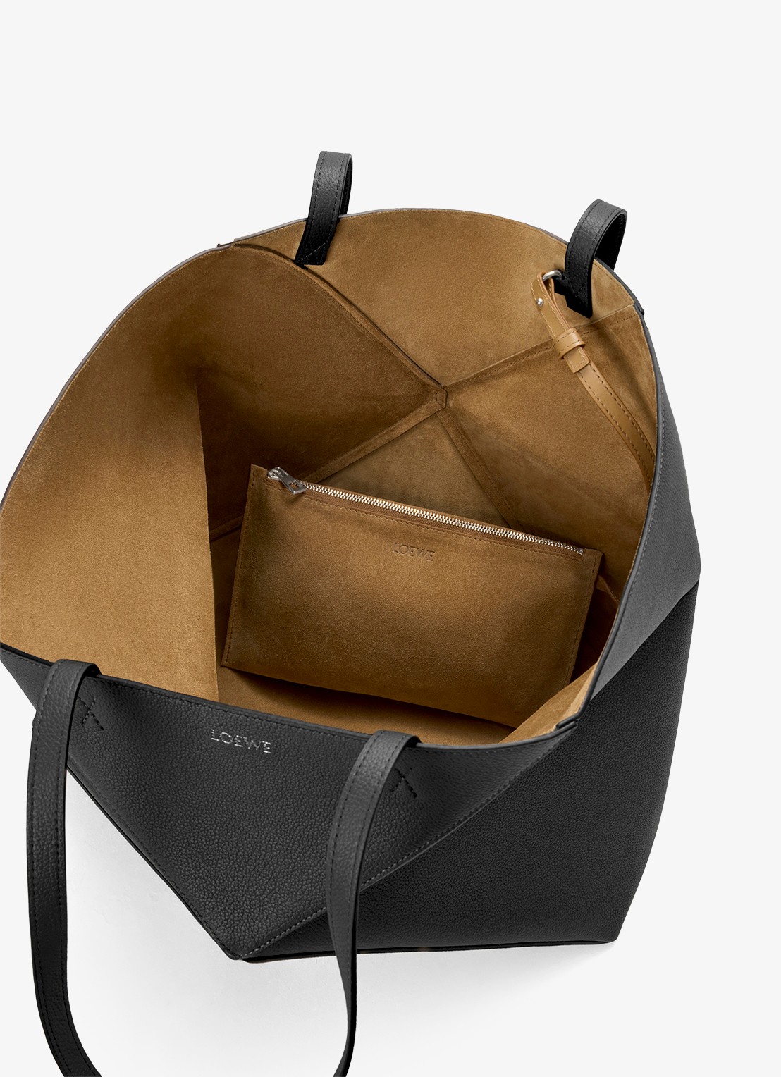 LOEWE Puzzle Fold Horizontal Large shopper van kalfsleer - detail 2 zwart