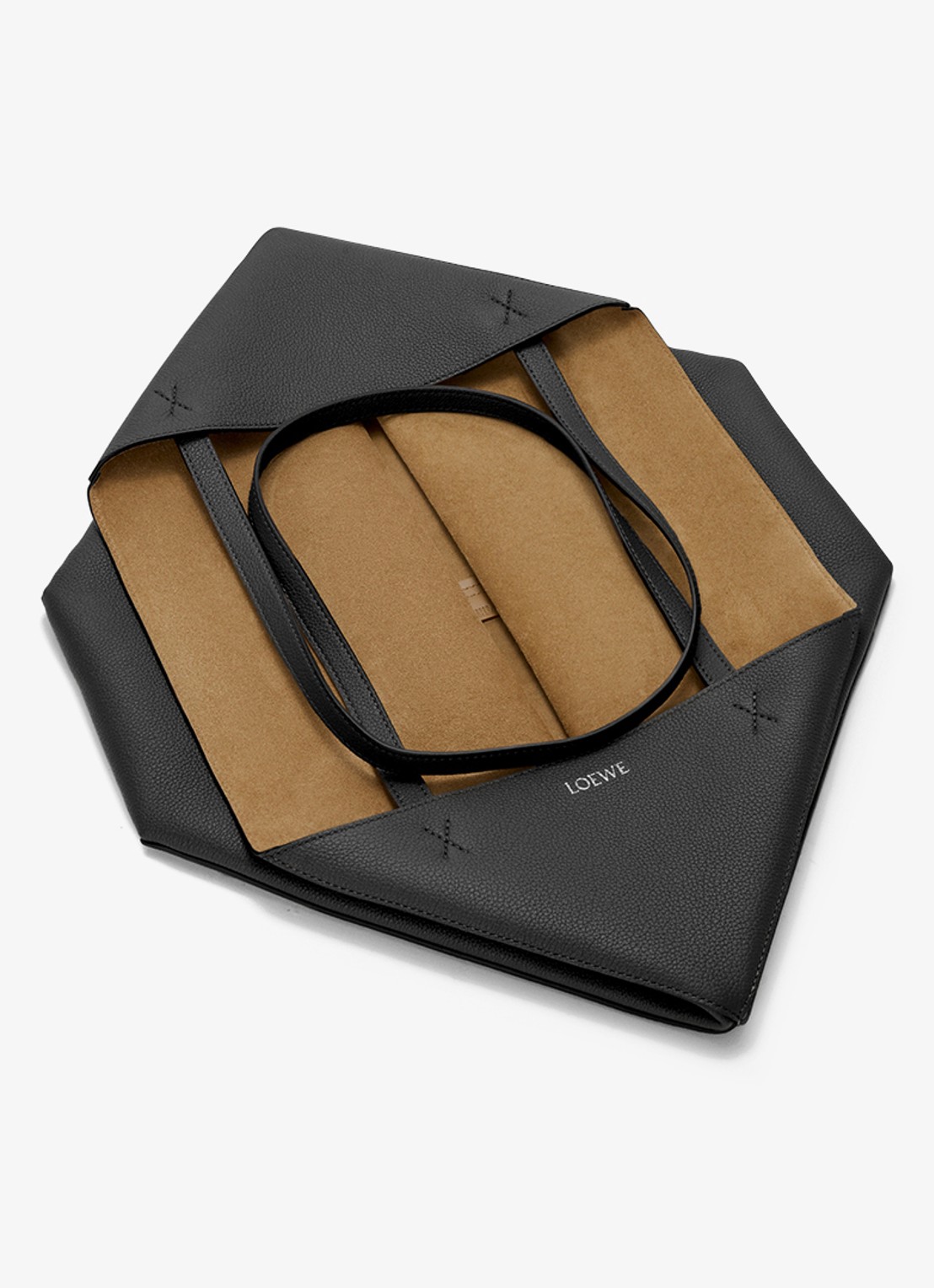 LOEWE Puzzle Fold Horizontal Large shopper van kalfsleer - detail 4 zwart