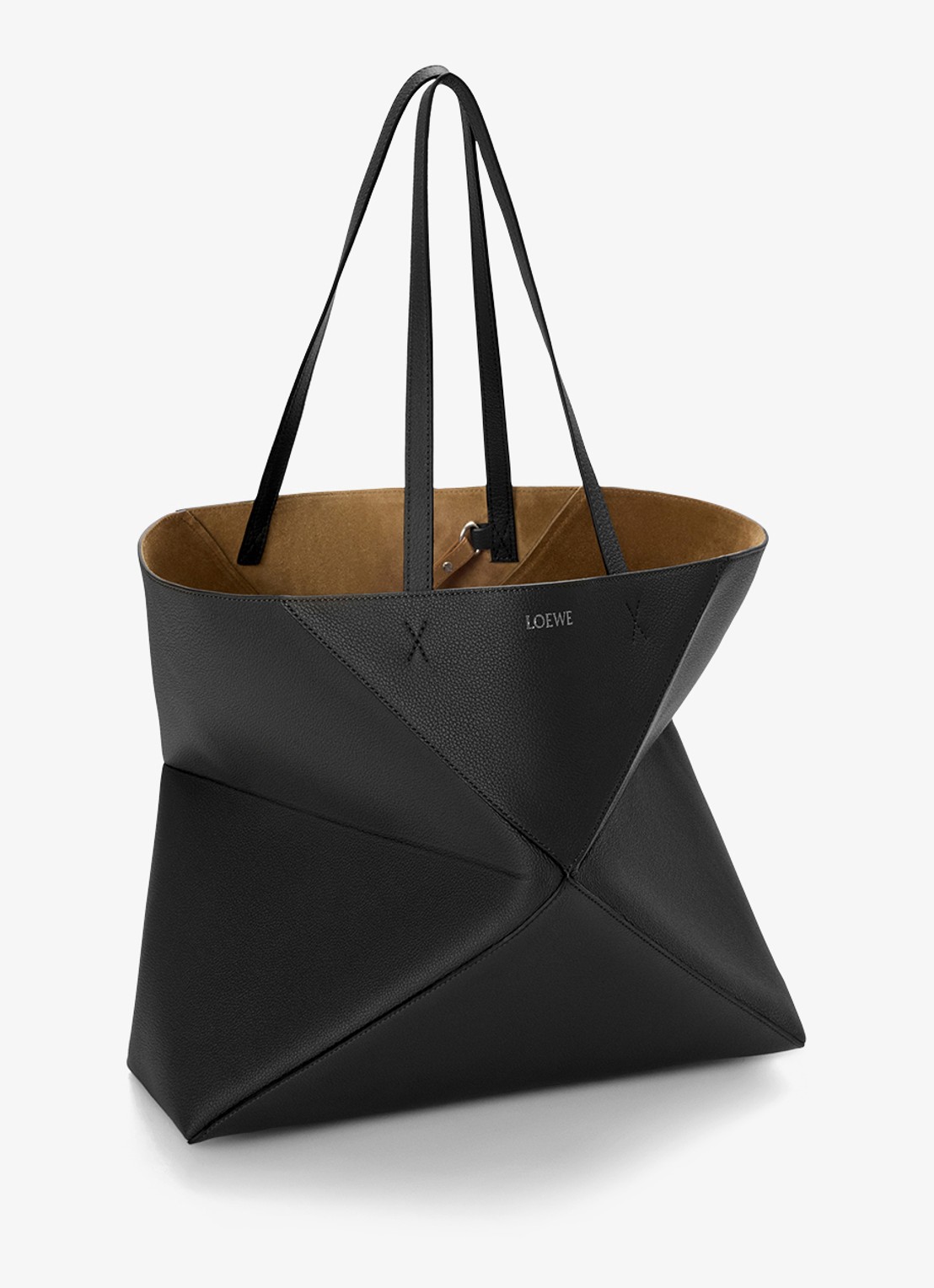 LOEWE Puzzle Fold Horizontal Large shopper van kalfsleer - voorkant 7 zwart