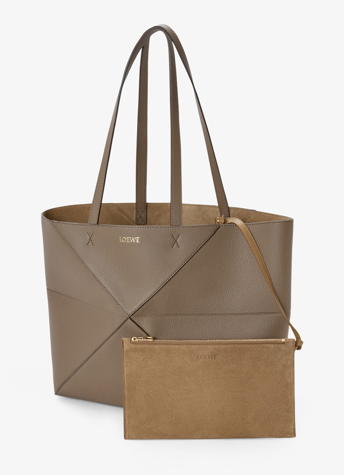 LOEWE Puzzle Fold Horizontal Medium shopper van kalfsleer - detail 6 taupe