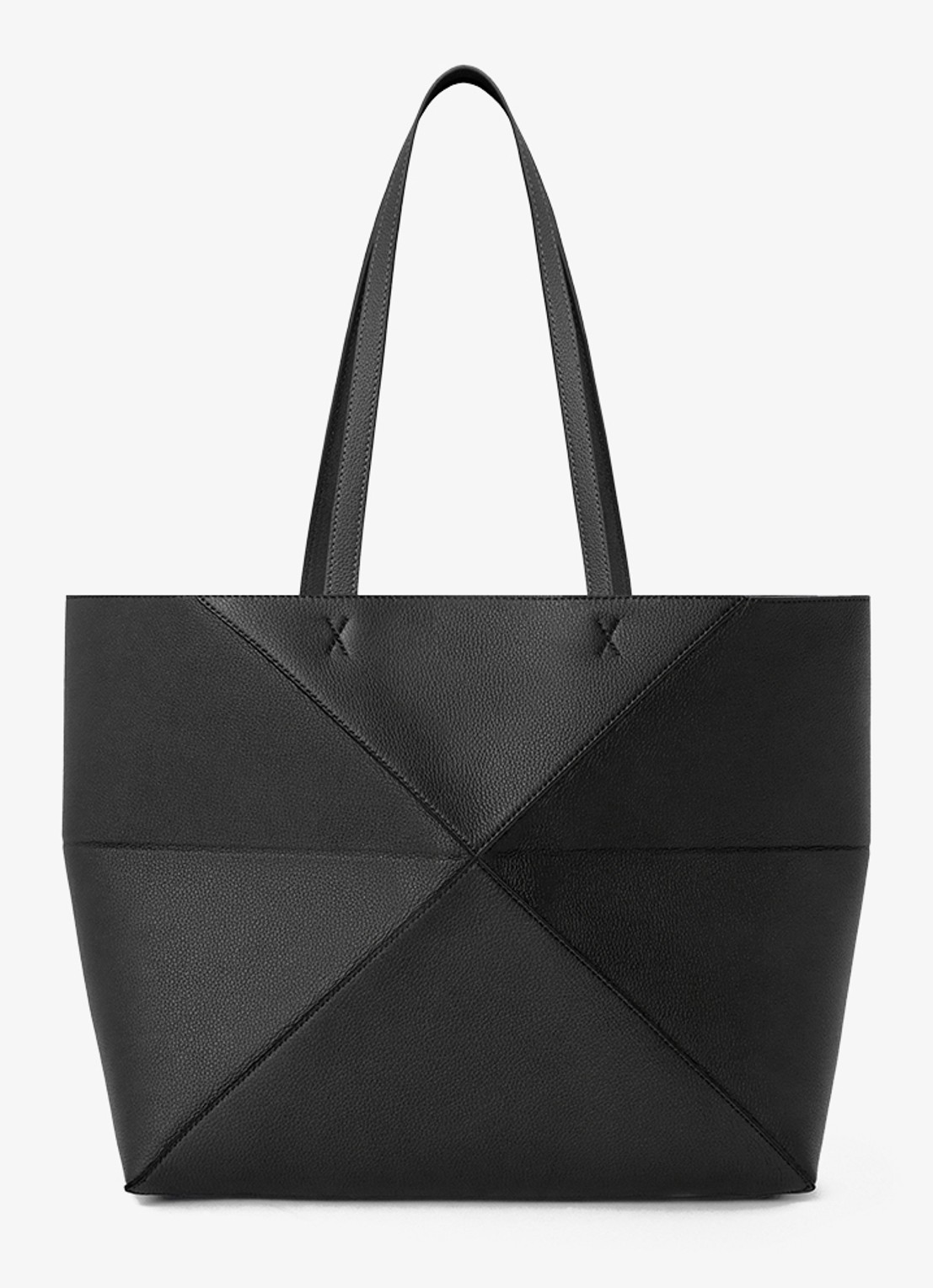 LOEWE Puzzle Fold Horizontal Medium shopper van kalfsleer - achterkant 3 zwart