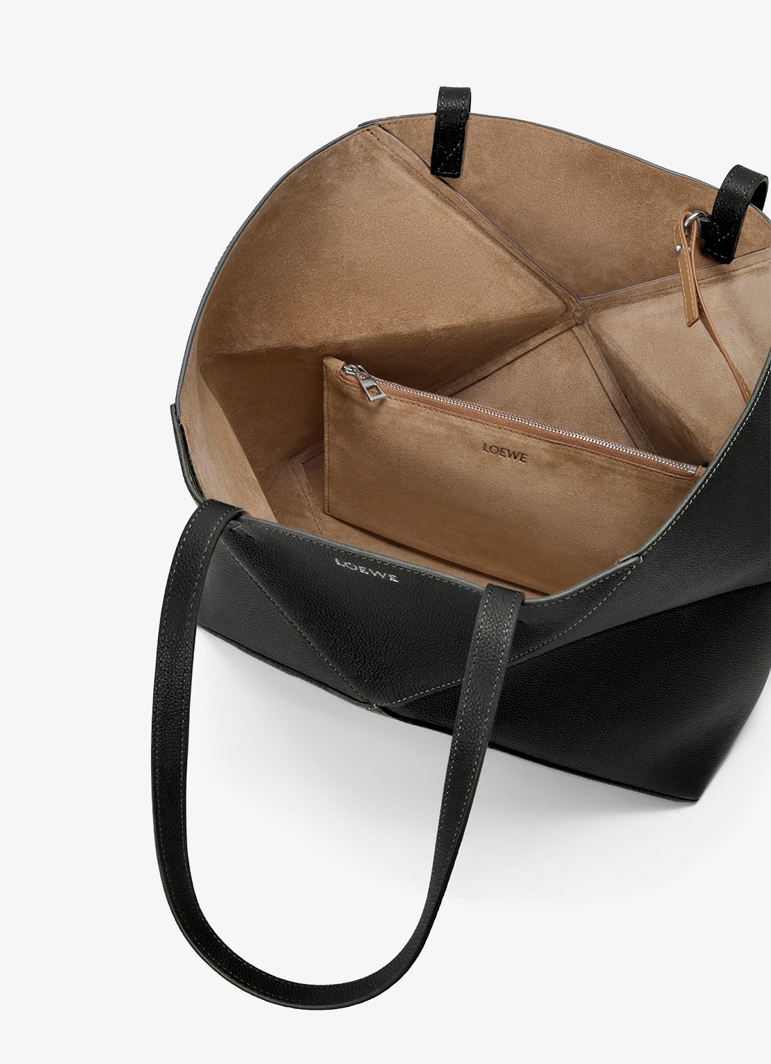 LOEWE Puzzle Fold Horizontal Medium shopper van kalfsleer - detail 4 zwart