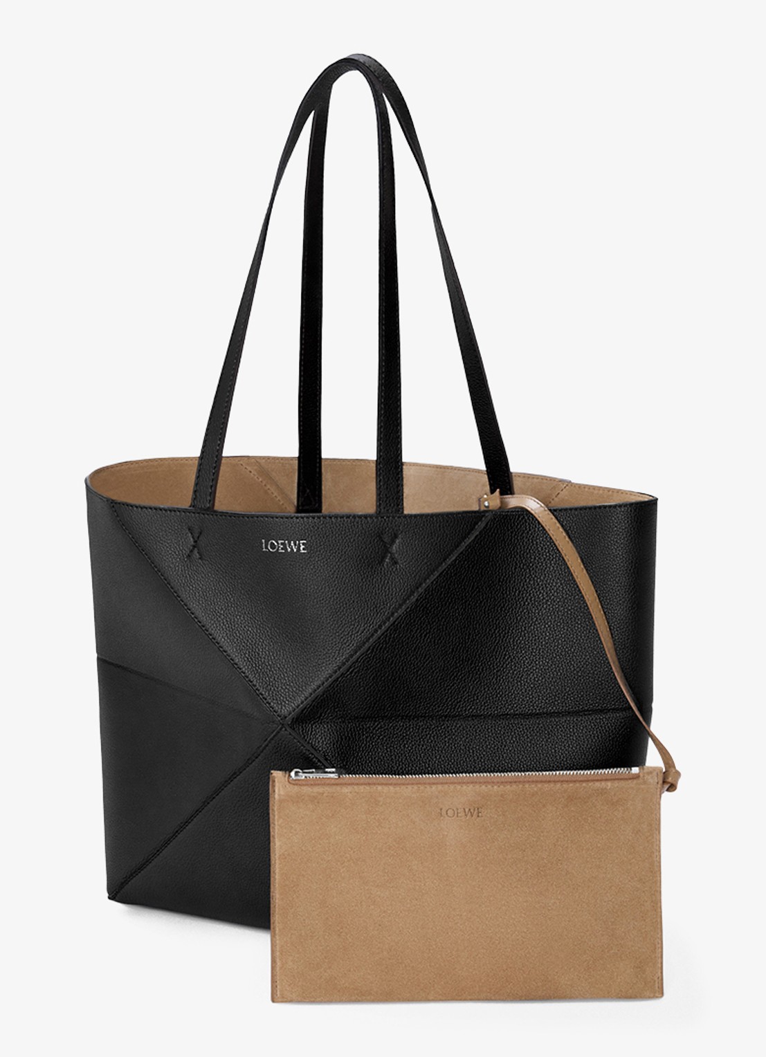 LOEWE Puzzle Fold Horizontal Medium shopper van kalfsleer - detail 7 zwart
