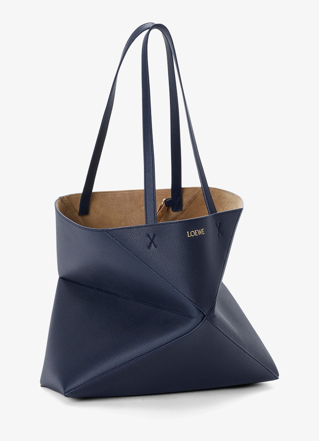 LOEWE Puzzle Fold Horizontal Medium shopper van kalfsleer - detail donkerblauw