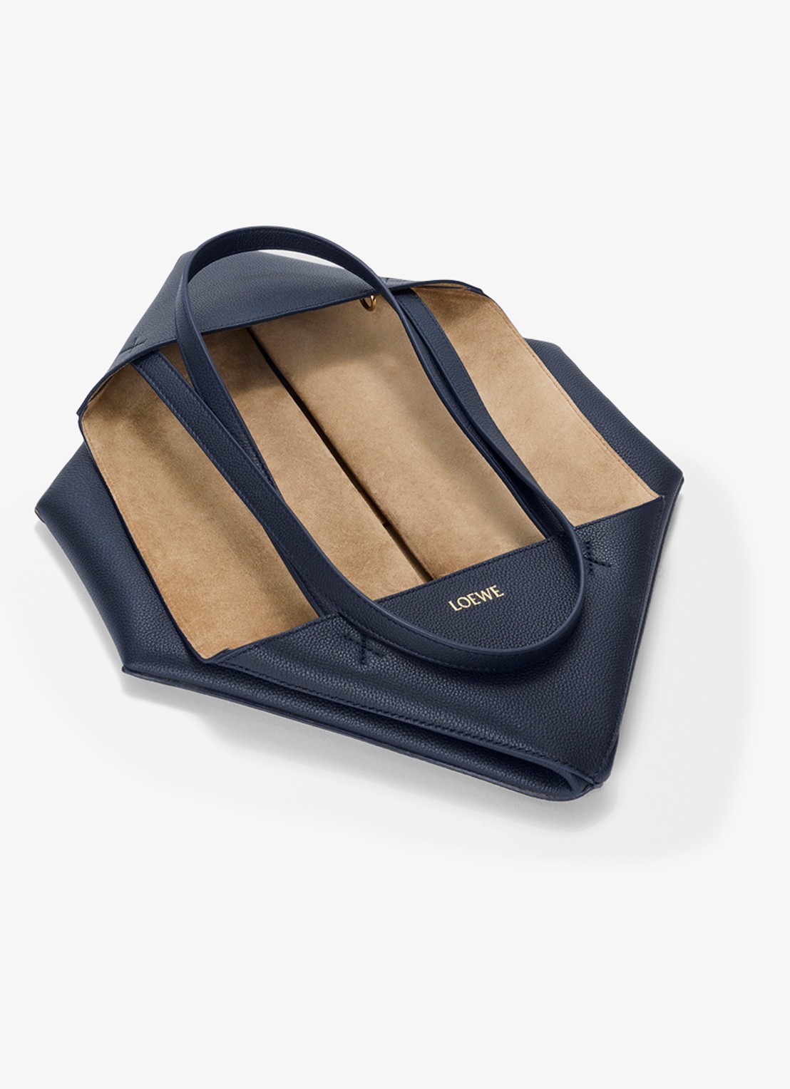 LOEWE Puzzle Fold Horizontal Medium shopper van kalfsleer - detail 2 donkerblauw