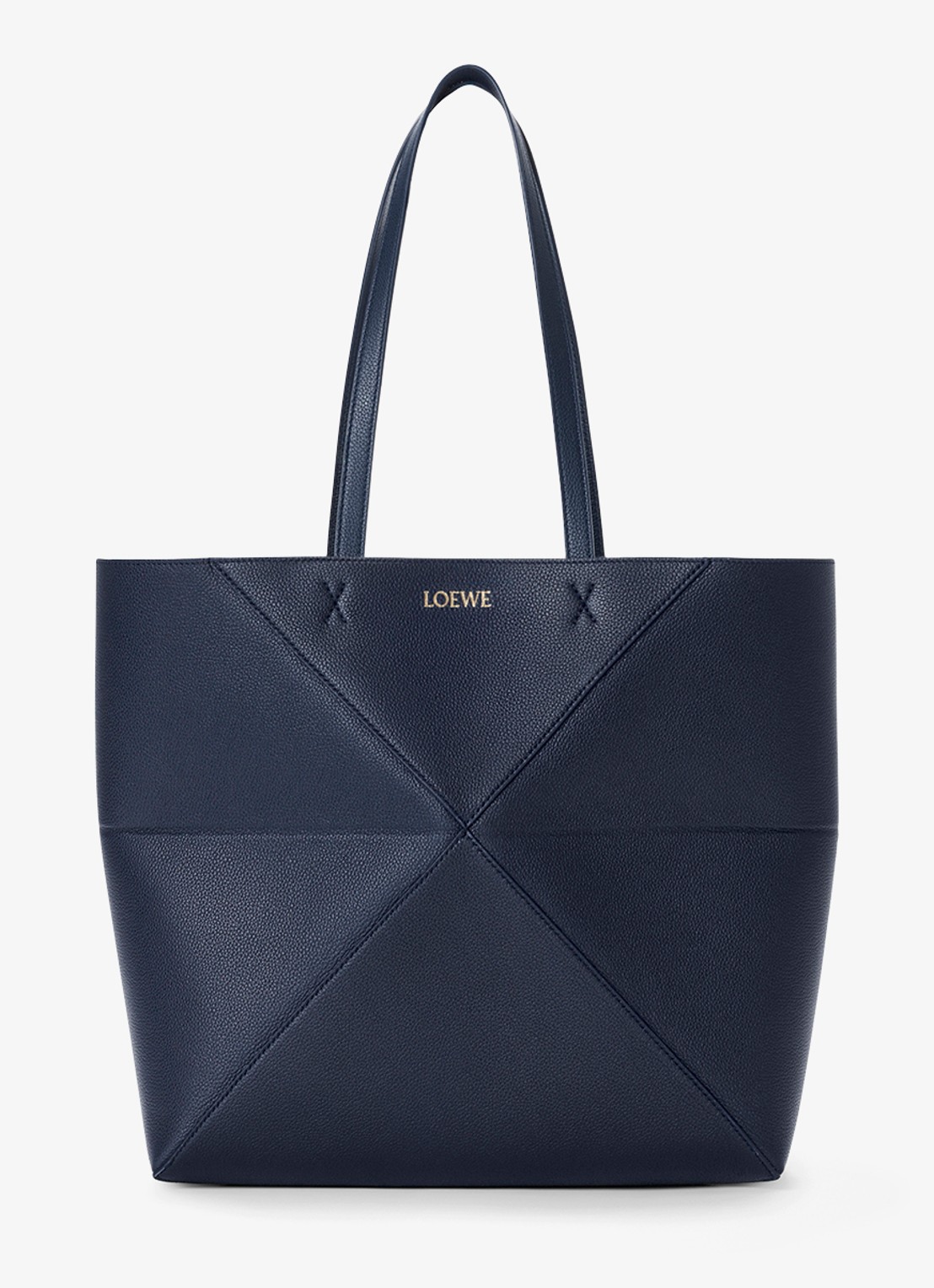 LOEWE Puzzle Fold Horizontal Medium shopper van kalfsleer - voorkant 7 donkerblauw