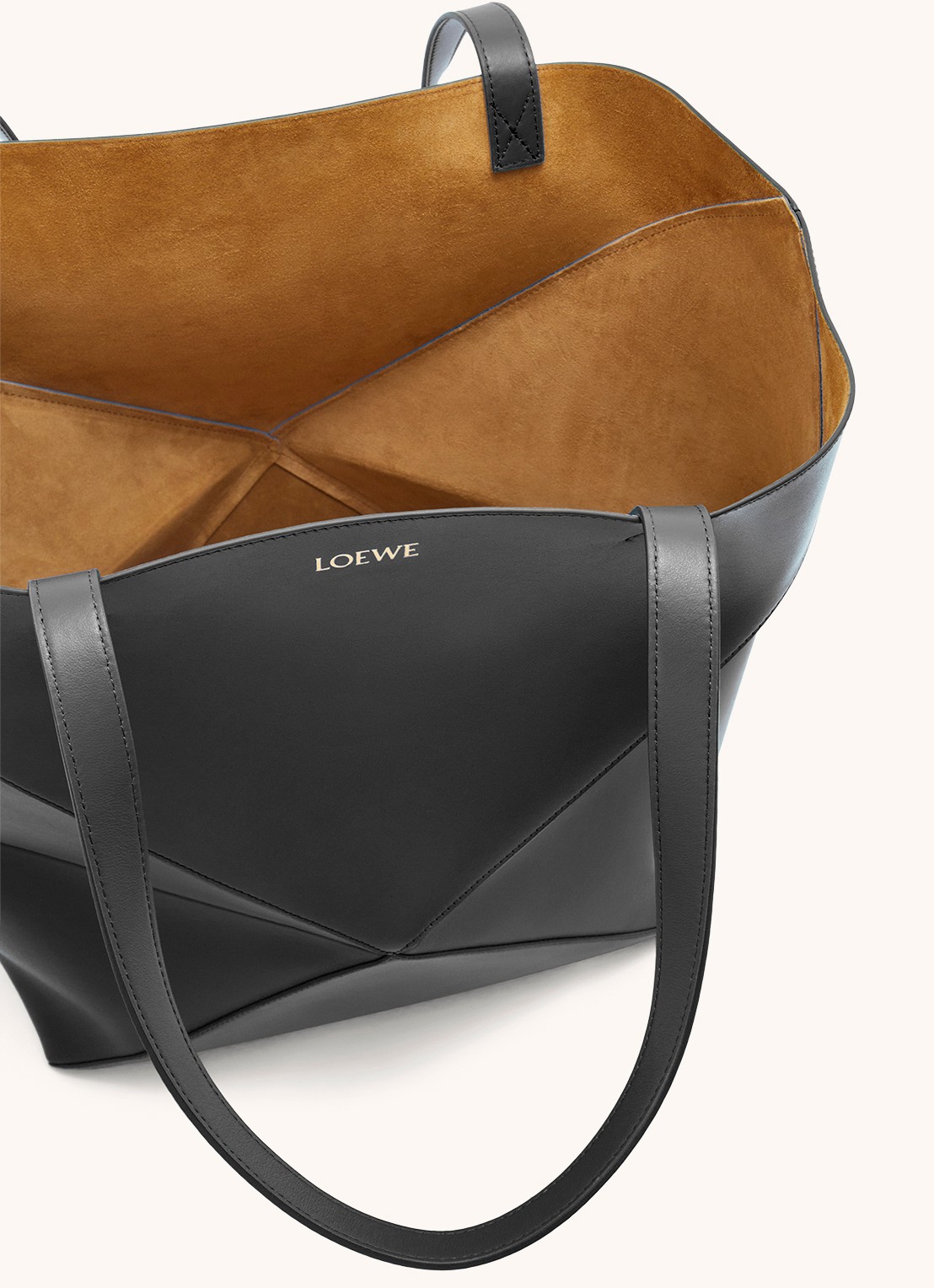 LOEWE Puzzle Fold Large shopper van kalfsleer - detail 4 zwart