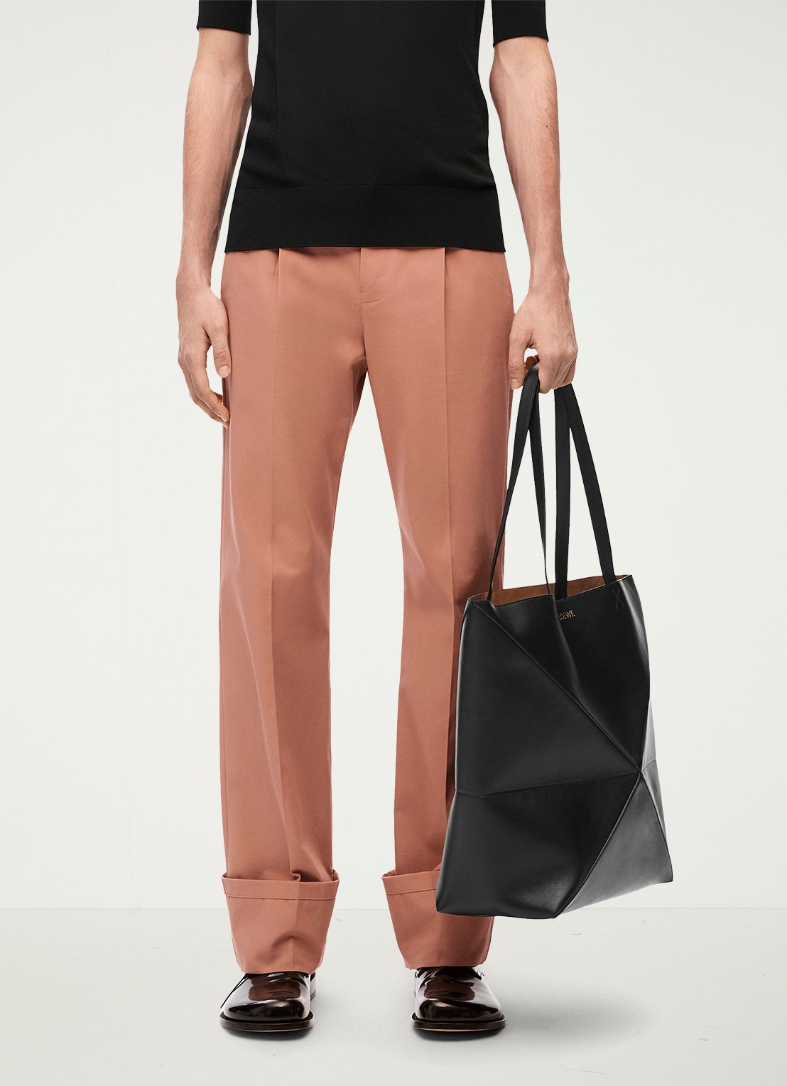 LOEWE Puzzle Fold Large shopper van kalfsleer - voorkant 7 zwart