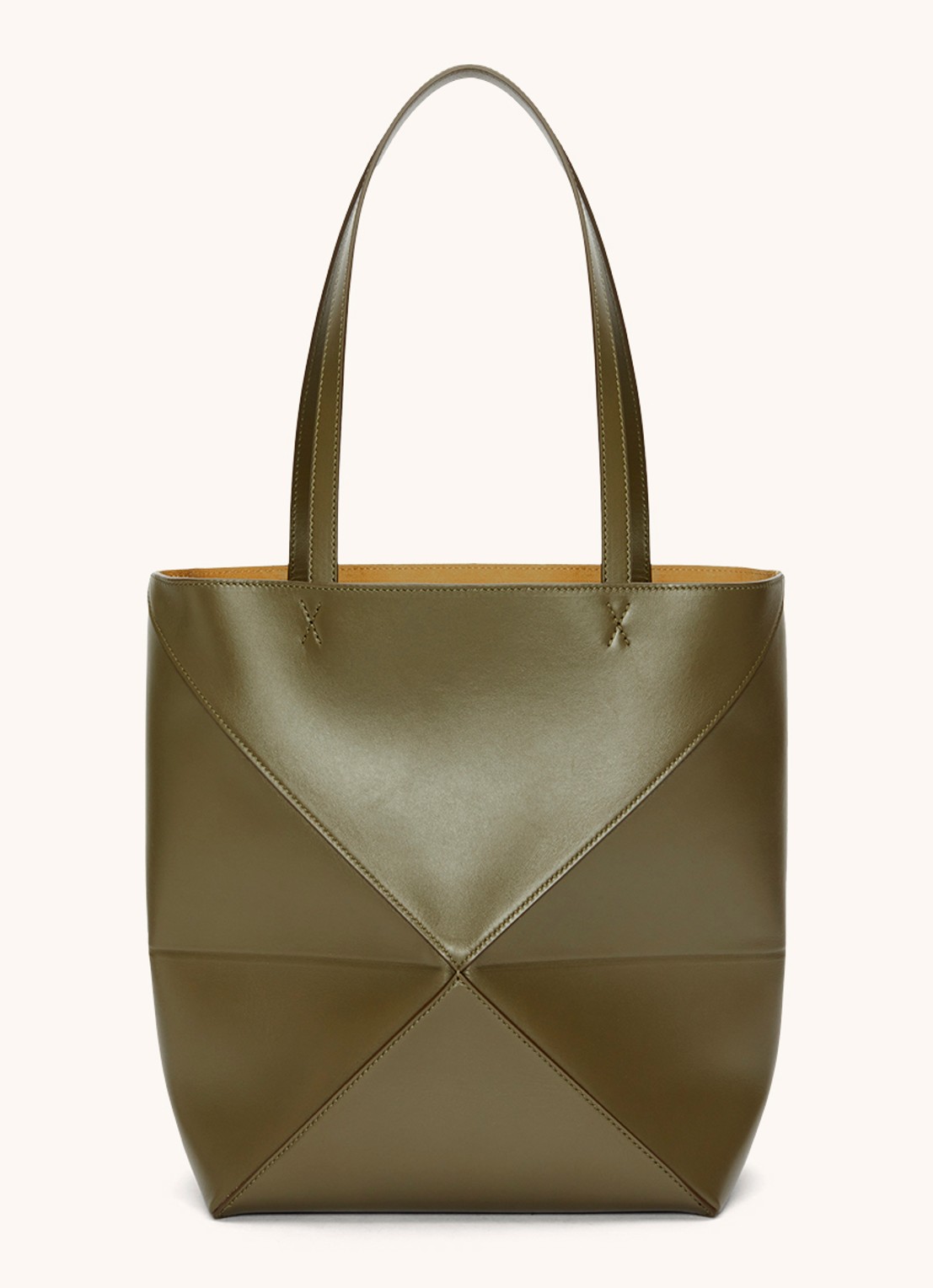 LOEWE Puzzle Fold Medium shopper van kalfsleer - detail 4 bronsgroen