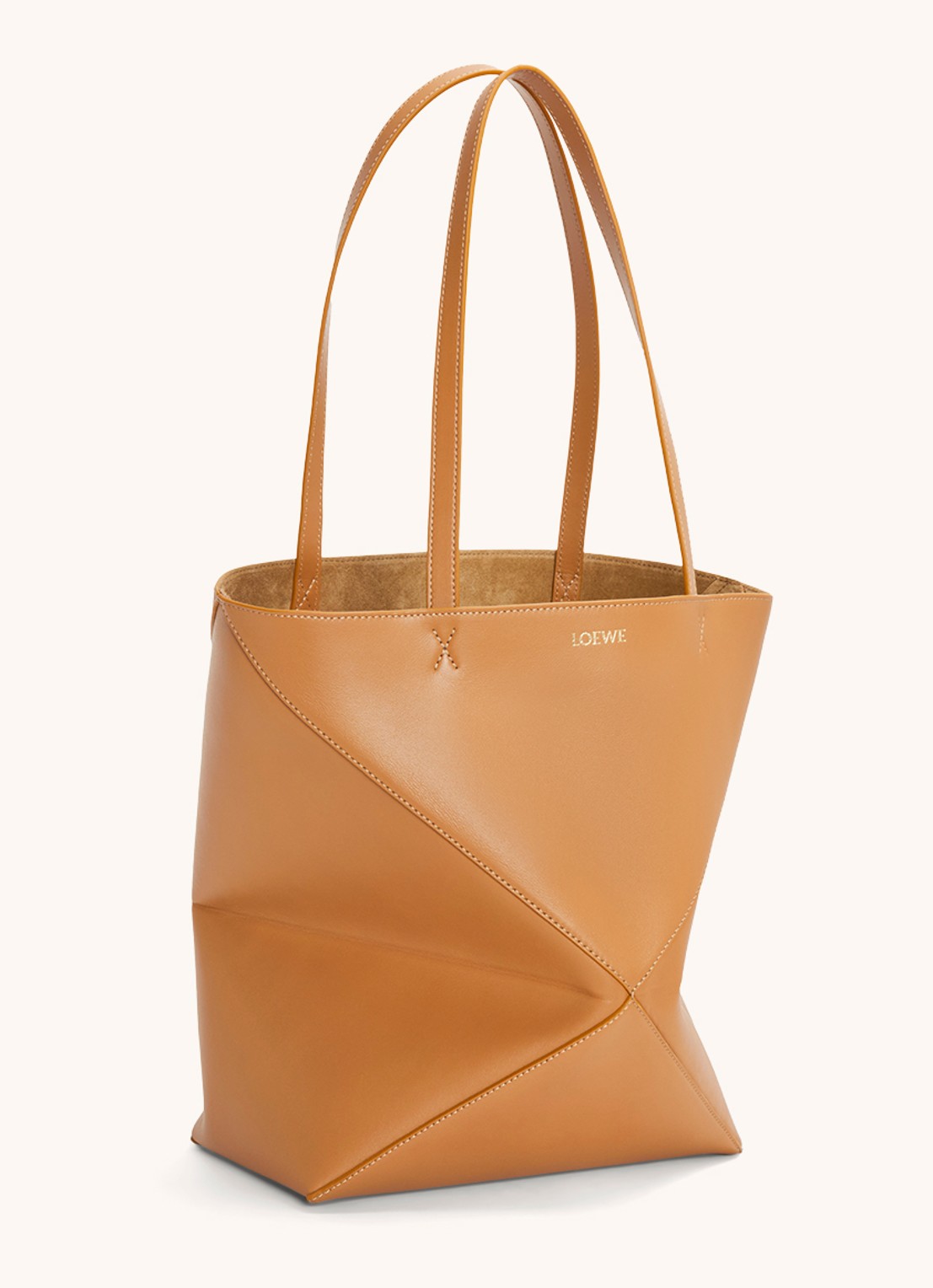 LOEWE Puzzle Fold Medium shopper van kalfsleer - achterkant 8 camel
