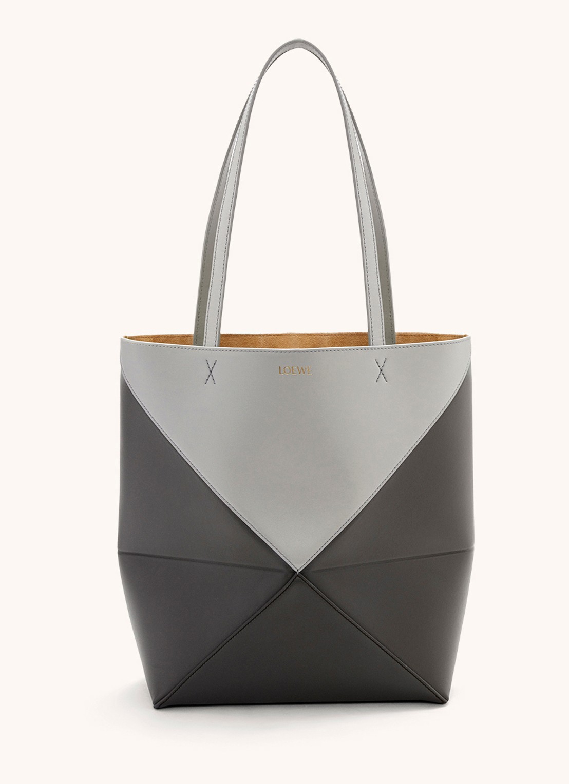 LOEWE Puzzle Fold Medium shopper van kalfsleer - voorkant lichtgrijs