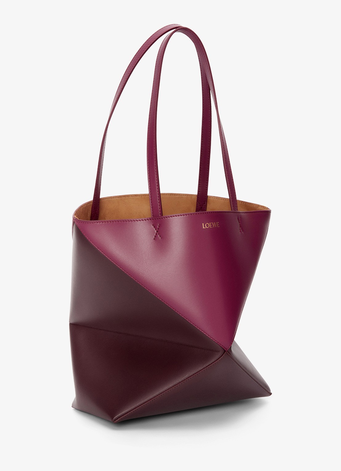 LOEWE Puzzle Fold Medium shopper van kalfsleer - detail bordeauxrood