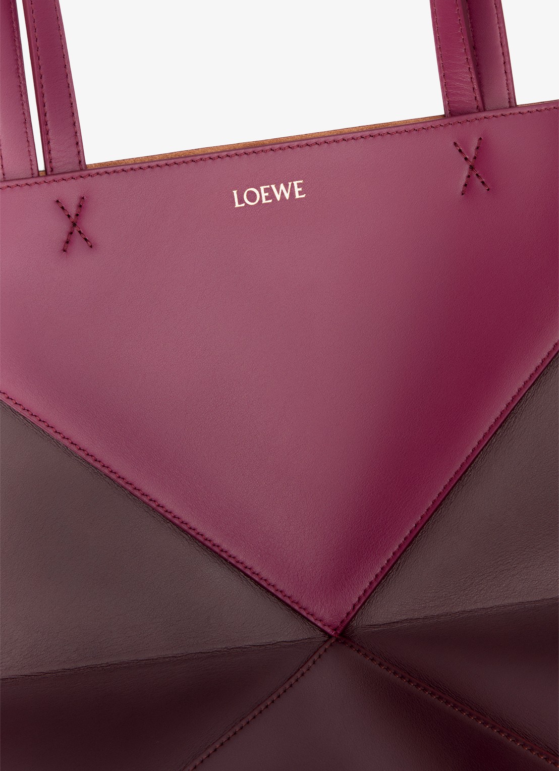 LOEWE Puzzle Fold Medium shopper van kalfsleer - detail 3 bordeauxrood