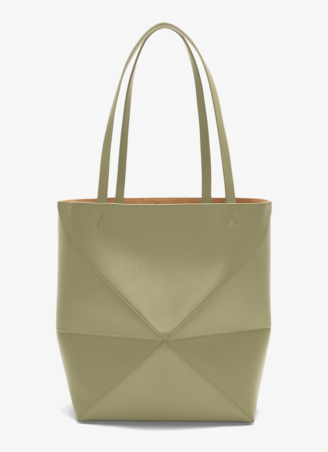 LOEWE Puzzle Fold Medium shopper van kalfsleer - achterkant 6 olijfgroen