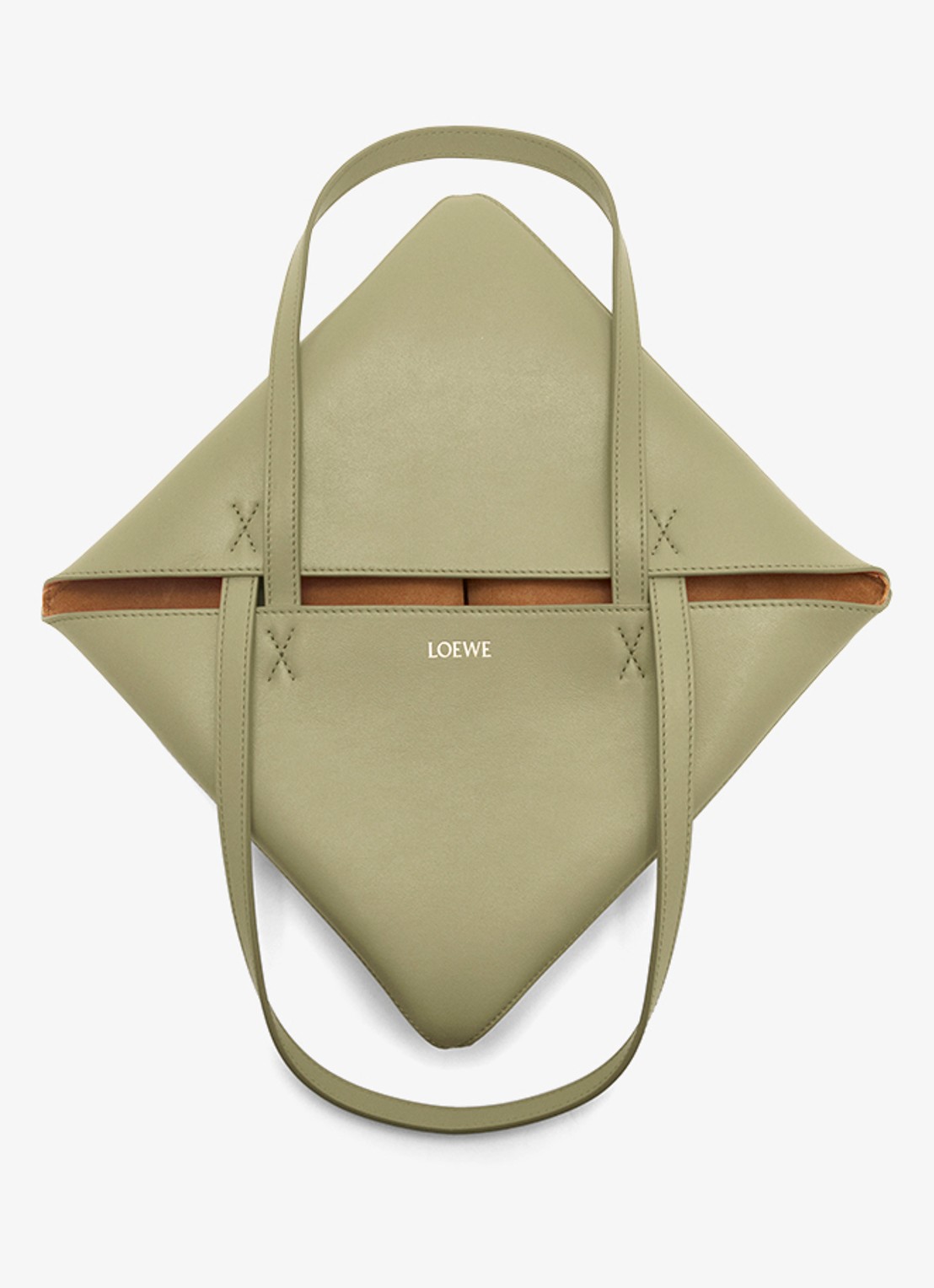 LOEWE Puzzle Fold Medium shopper van kalfsleer - detail olijfgroen
