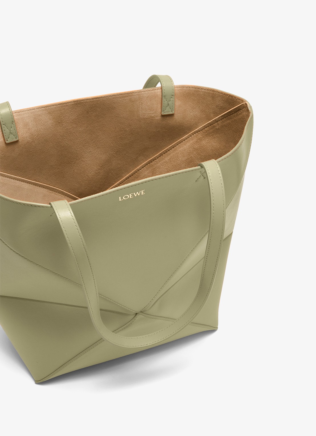 LOEWE Puzzle Fold Medium shopper van kalfsleer - detail 4 olijfgroen
