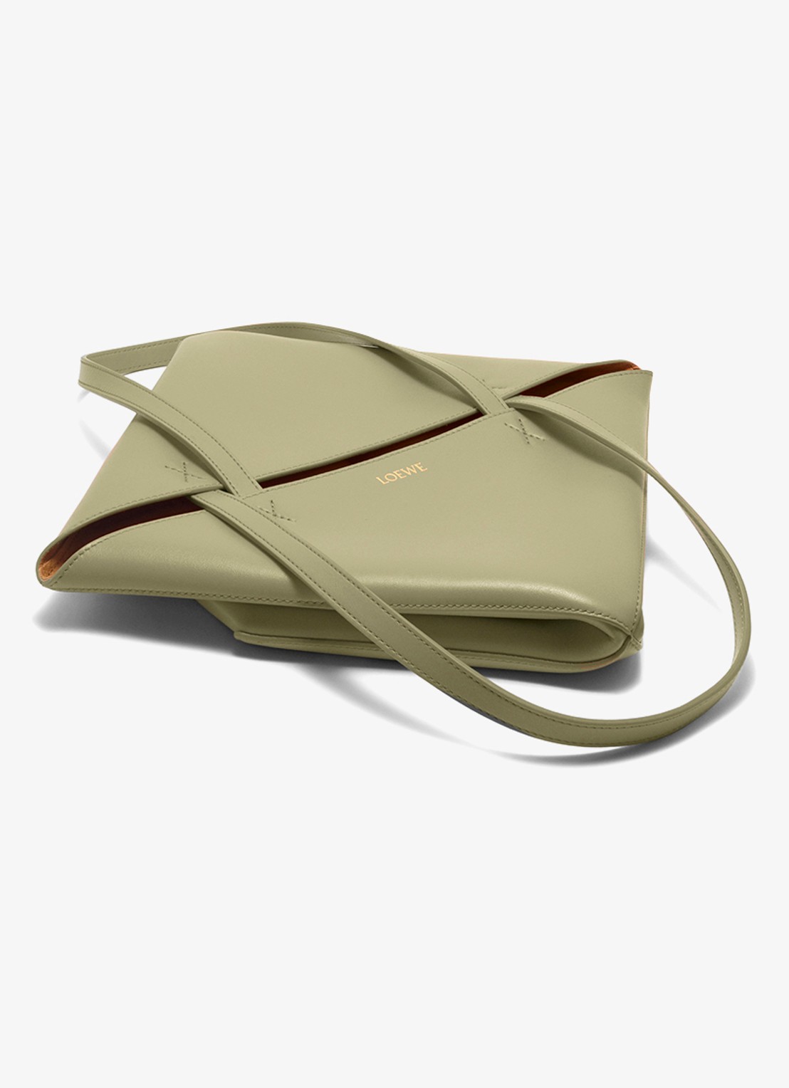 LOEWE Puzzle Fold Medium shopper van kalfsleer - detail 5 olijfgroen