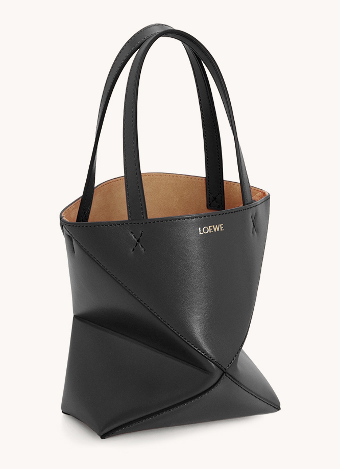 LOEWE Puzzle Fold Mini shopper van kalfsleer - achterkant 8 zwart