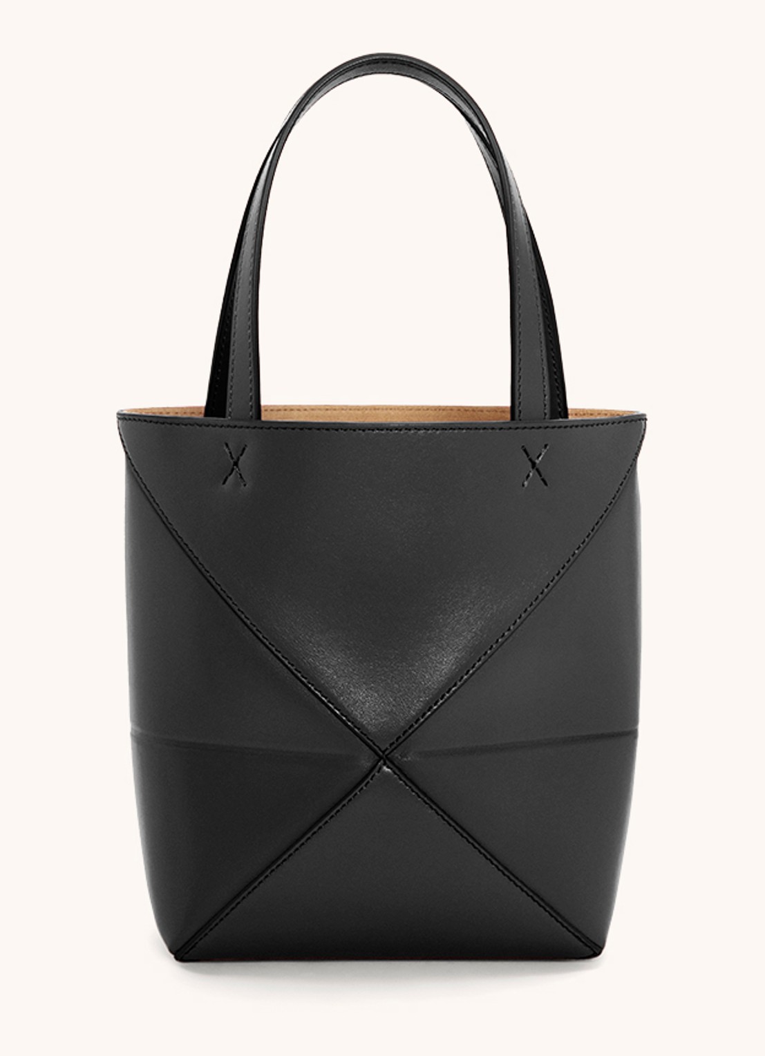LOEWE Puzzle Fold Mini shopper van kalfsleer - detail zwart