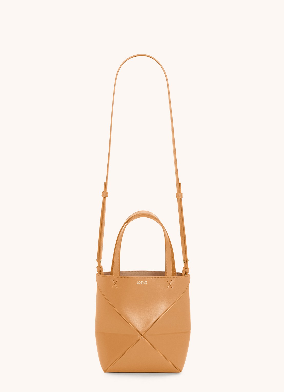 LOEWE Puzzle Fold Mini shopper van kalfsleer - detail 5 camel