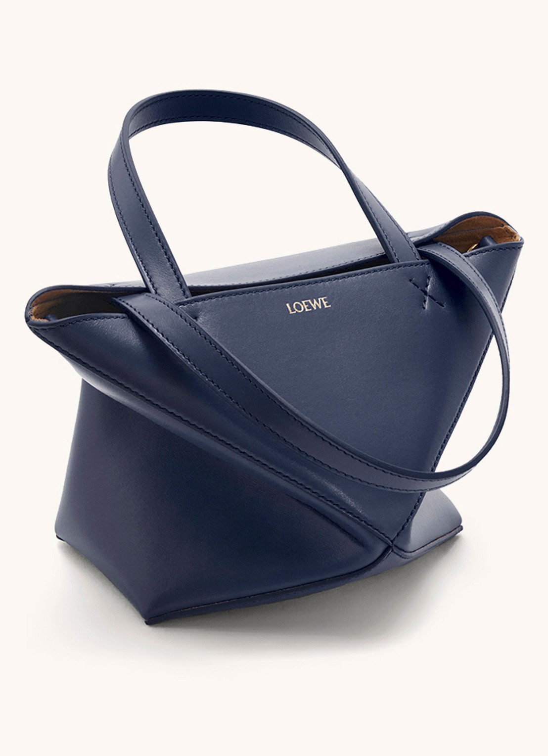LOEWE Puzzle Fold Mini shopper van kalfsleer - detail 6 donkerblauw