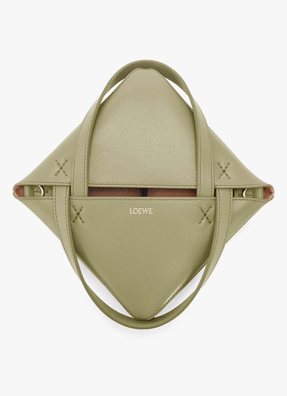LOEWE Puzzle Fold Mini shopper van kalfsleer - detail 5 olijfgroen
