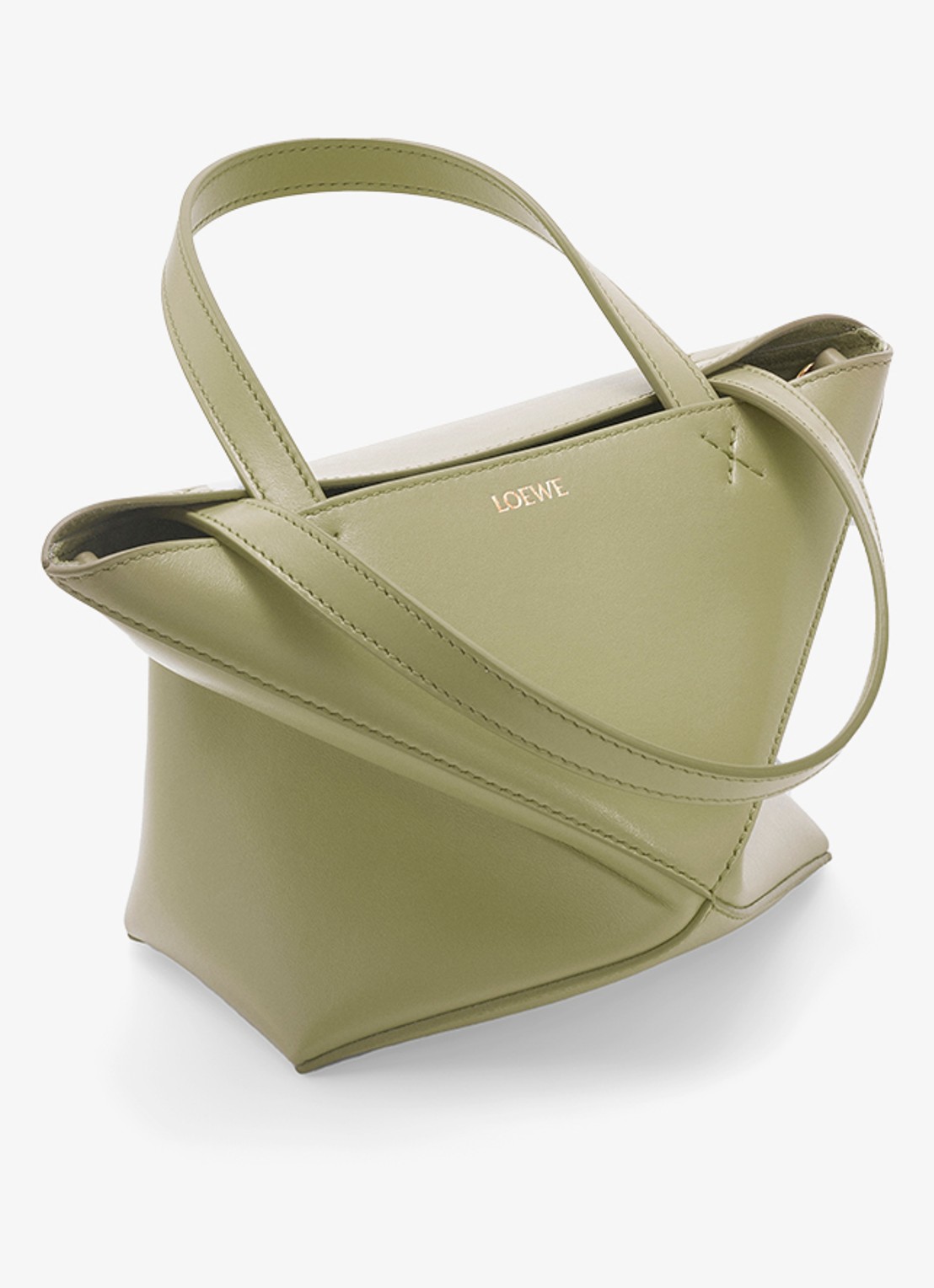 LOEWE Puzzle Fold Mini shopper van kalfsleer - detail 7 olijfgroen