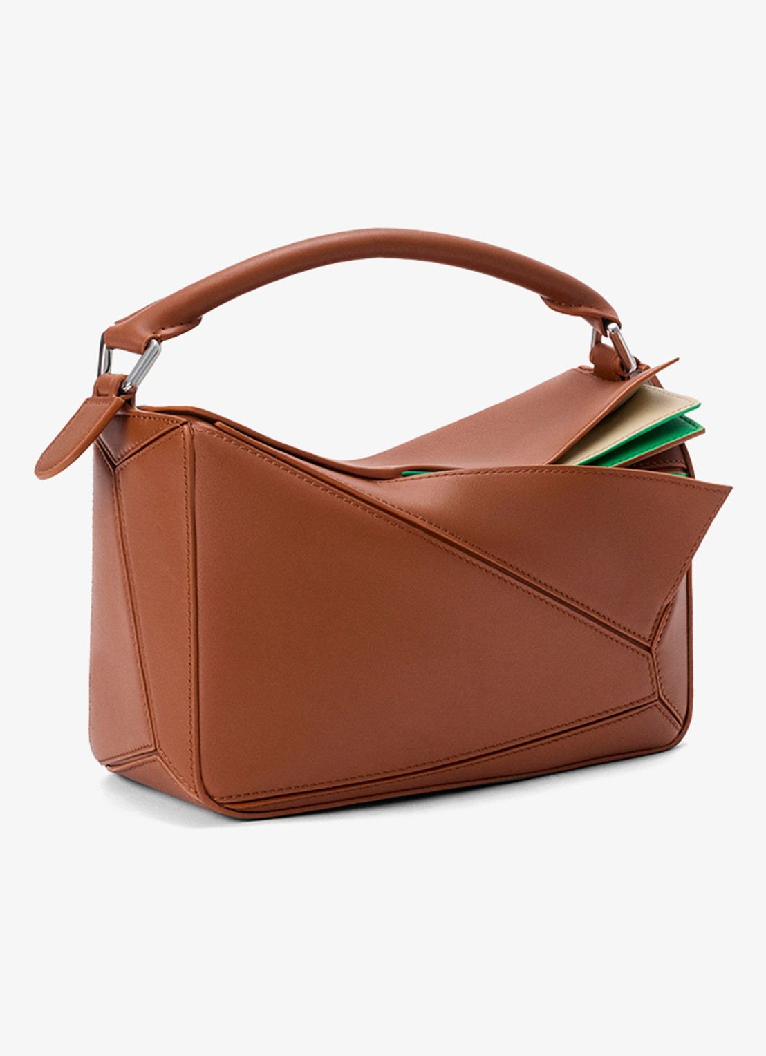 LOEWE Puzzle Layers Small handtas van kalfsleer - voorkant 7 bruin