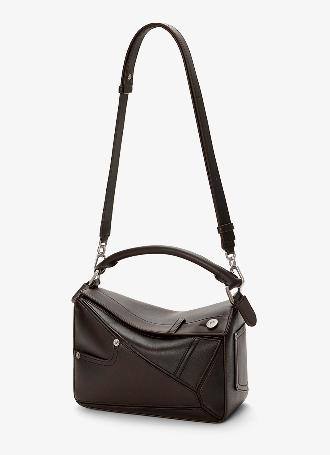 LOEWE Puzzle Panta S handtas van kalfsleer - detail 5 donkerbruin