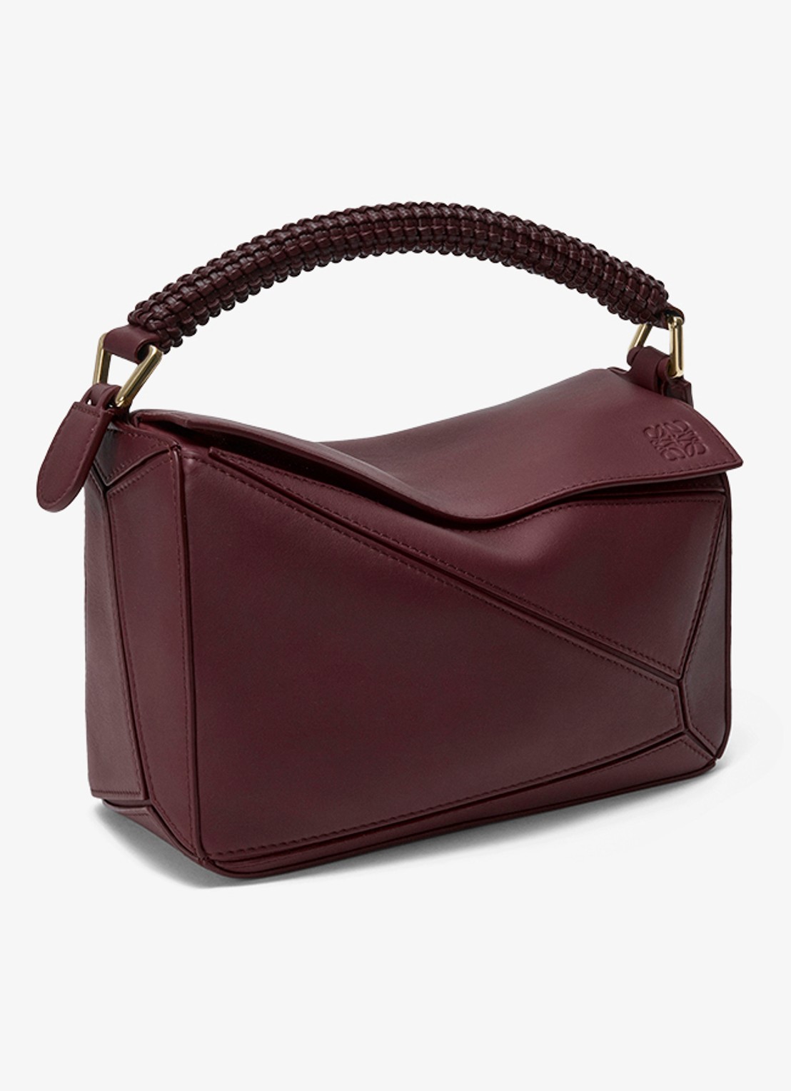 LOEWE Puzzle Small handtas van kalfsleer - voorkant 2 bordeauxrood
