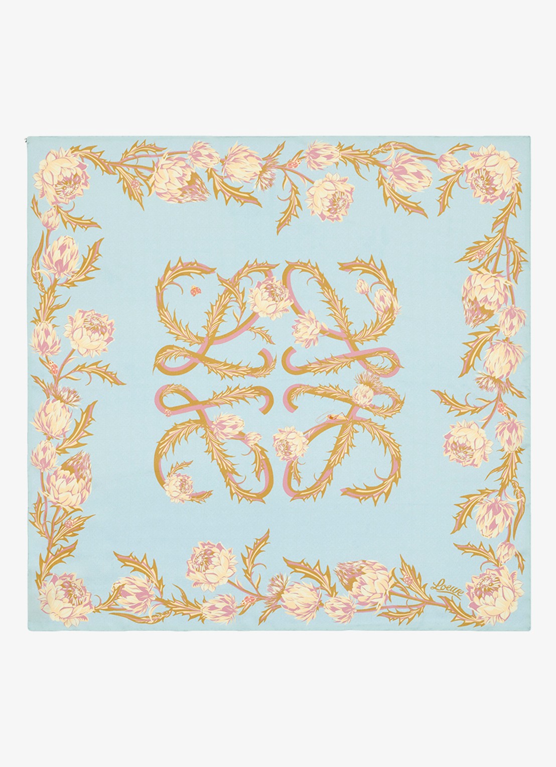 LOEWE Reversible sjaal van zijde met logoprint 90 x 90 cm - achterkant blauw